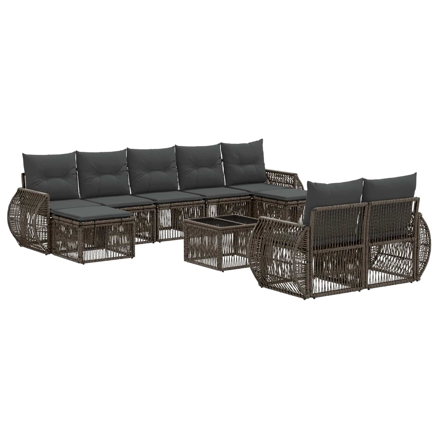 Gartensofa-set 10 stk. Grau und Dunkelgrau Poly-Rattan