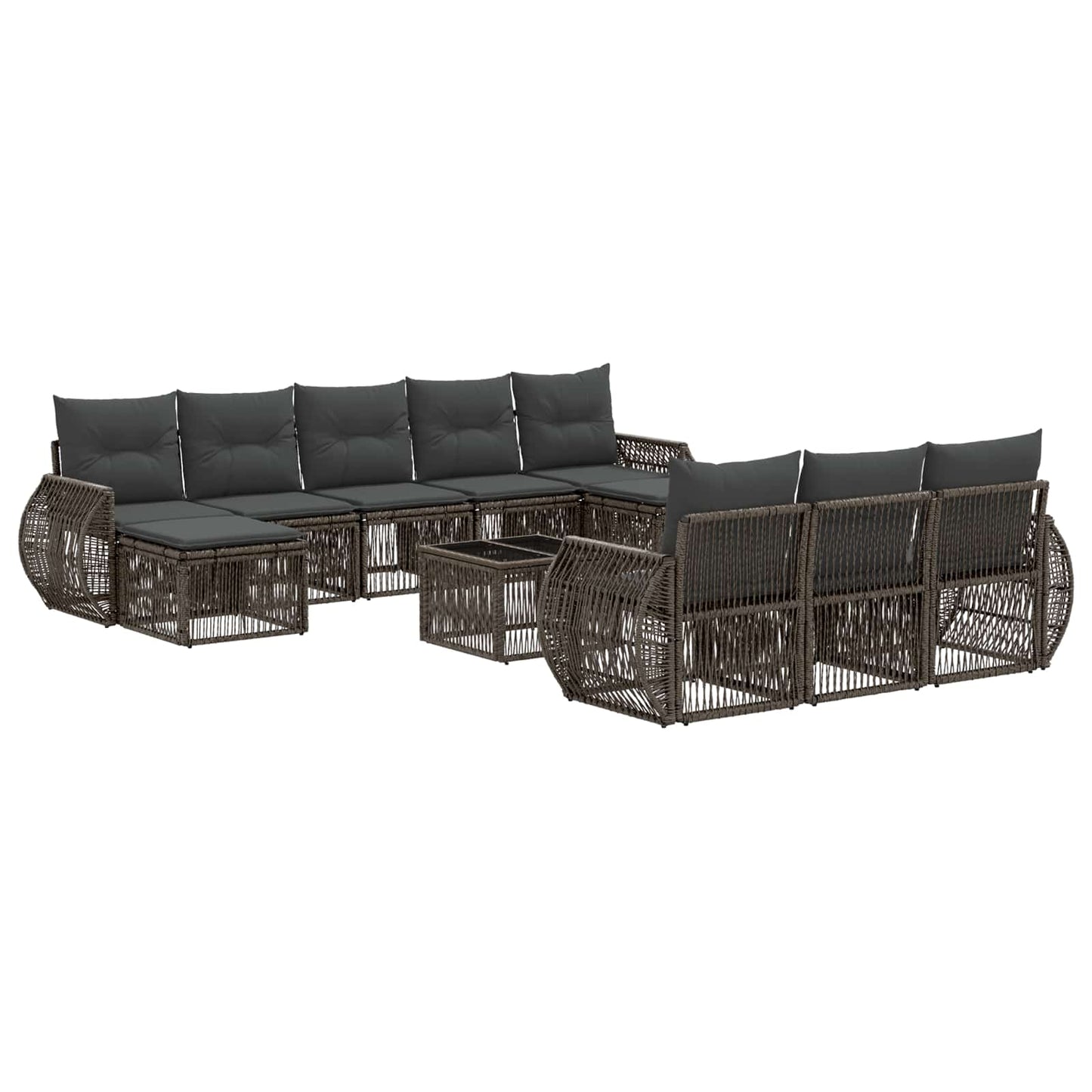 Gartensofa-set 11 pcs Grau und Dunkelgrau Poly-Rattan