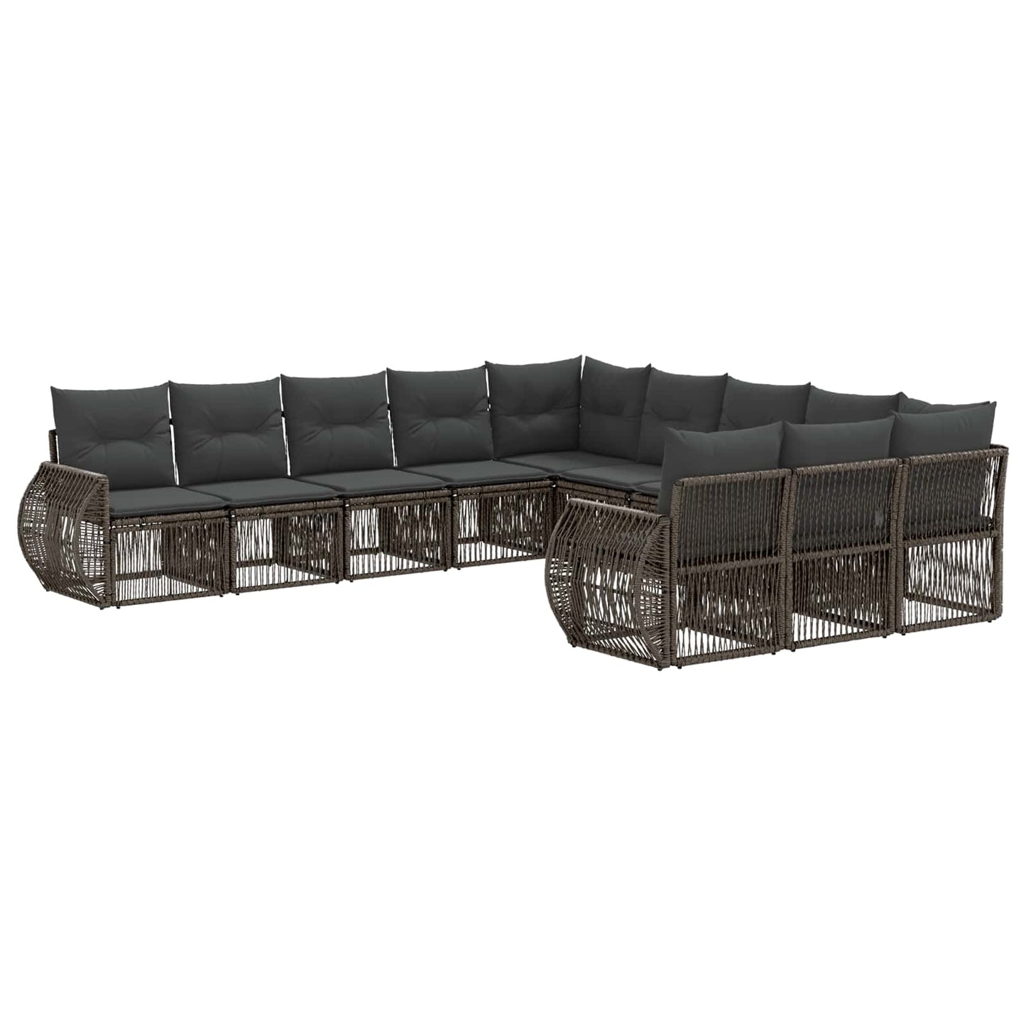 Gartensofa-set 11 pcs Grau und Dunkelgrau Poly-Rattan