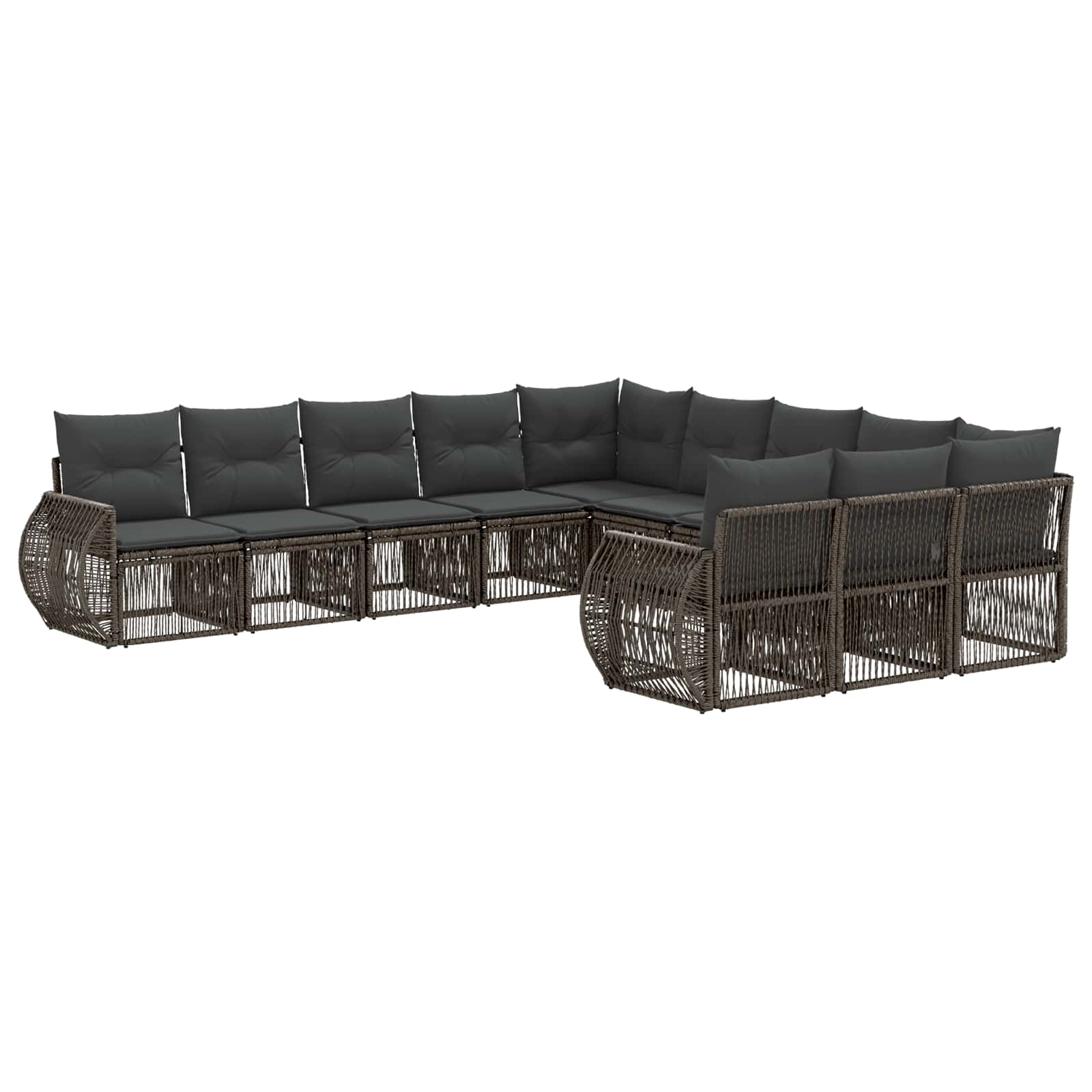 Gartensofa-set 11 pcs Grau und Dunkelgrau Poly-Rattan