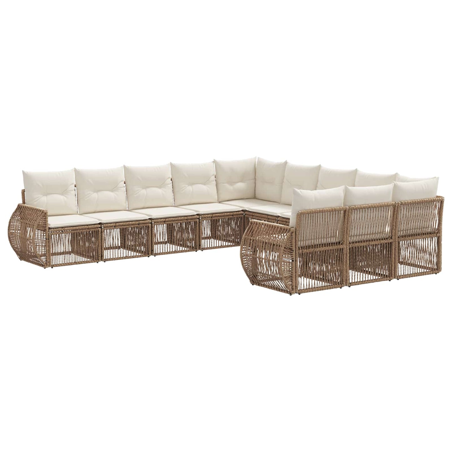Gartensofa-set 11 pcs Beige und Cremeweiß Poly-Rattan