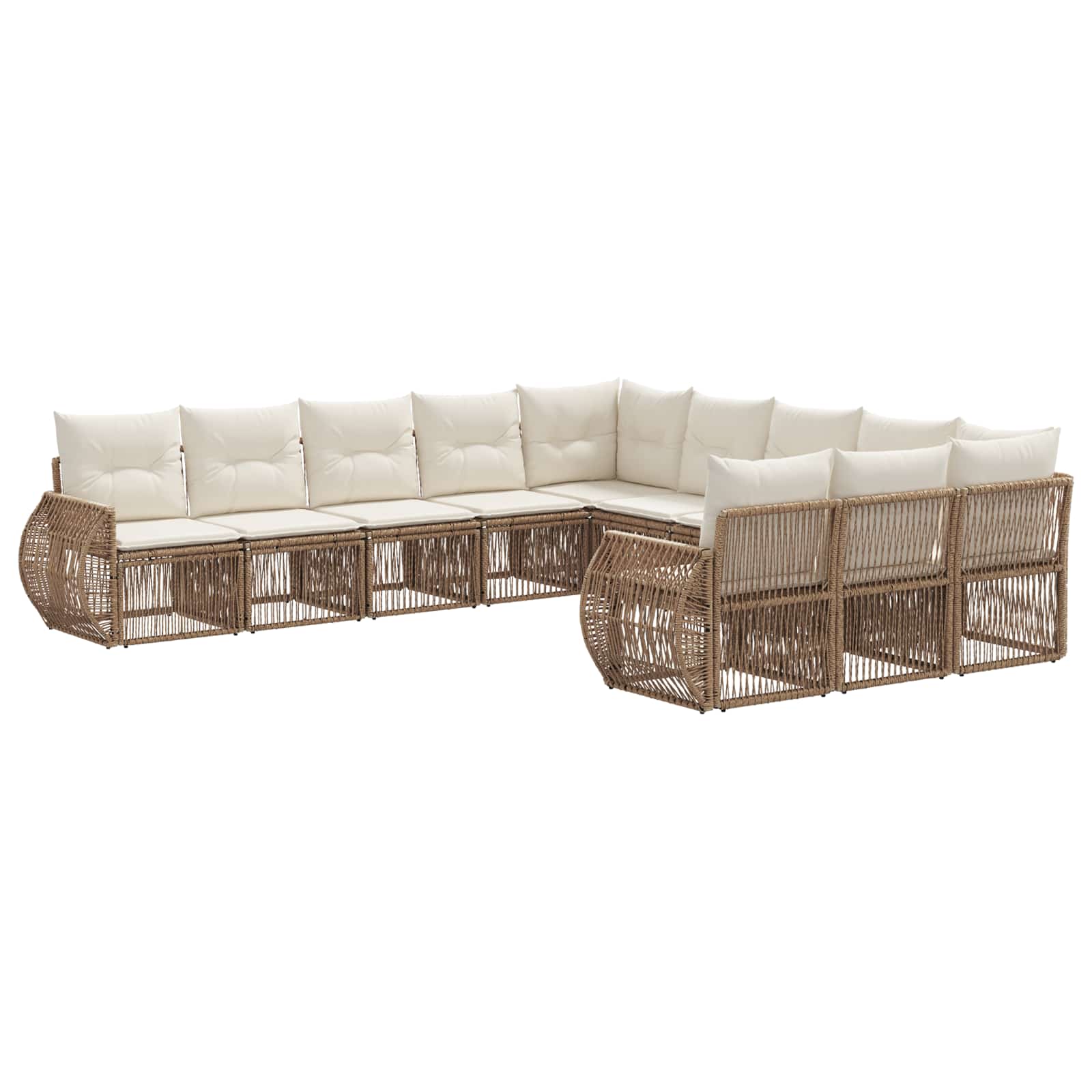 Gartensofa-set 11 pcs Beige und Cremeweiß Poly-Rattan