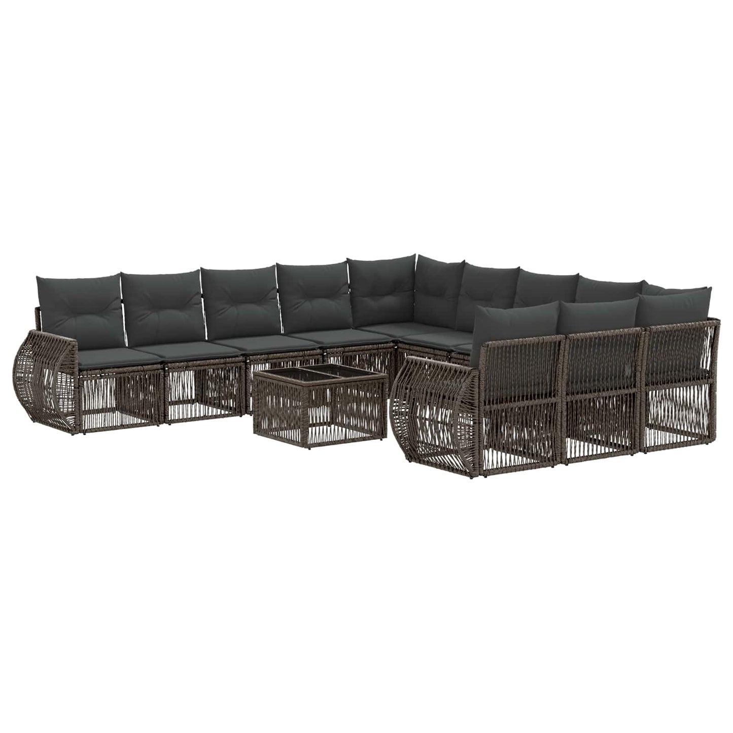 Gartensofa-set 12 stk. Grau und Dunkelgrau Poly-Rattan