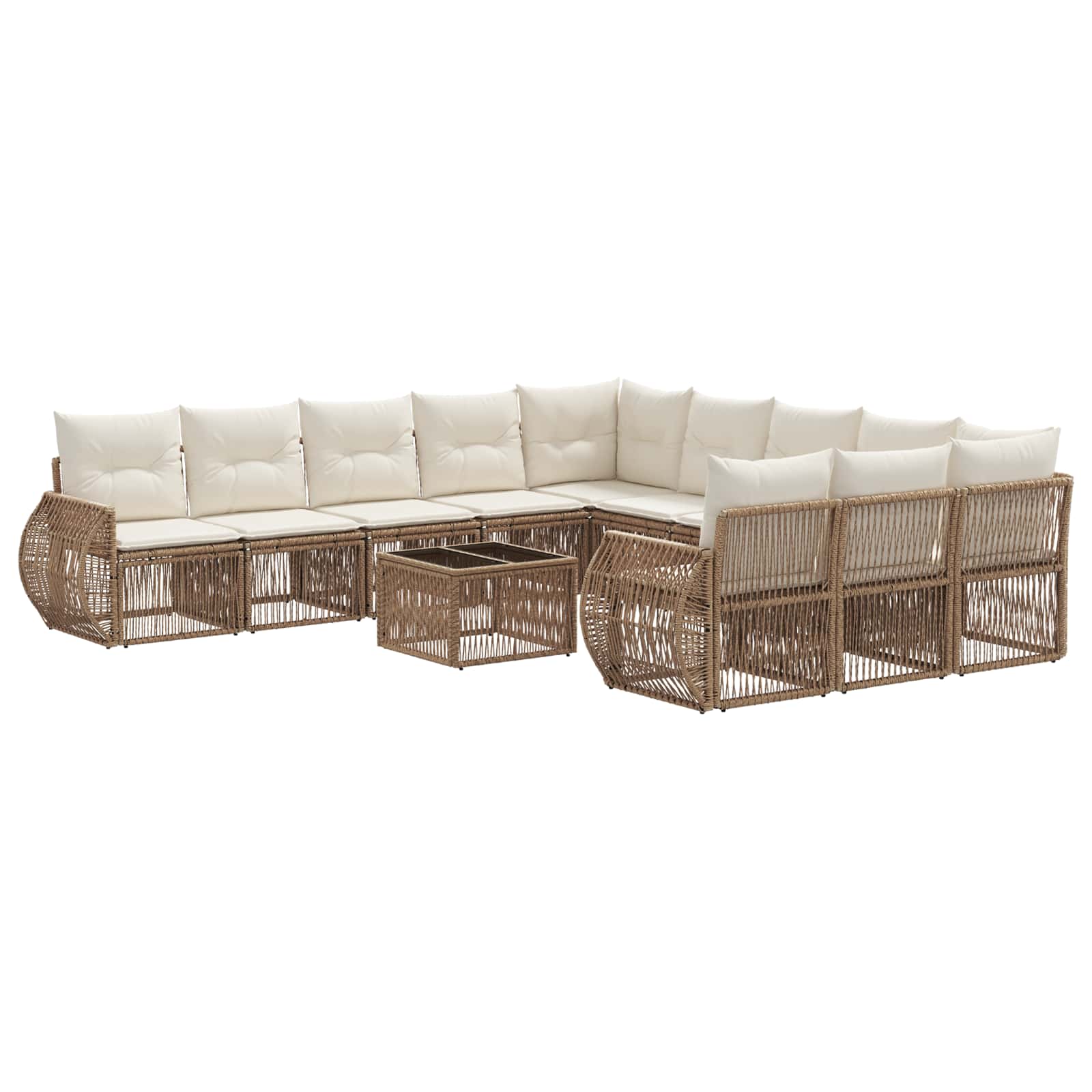 Gartensofa-set 12 pcs Beige und Cremeweiß Poly-Rattan