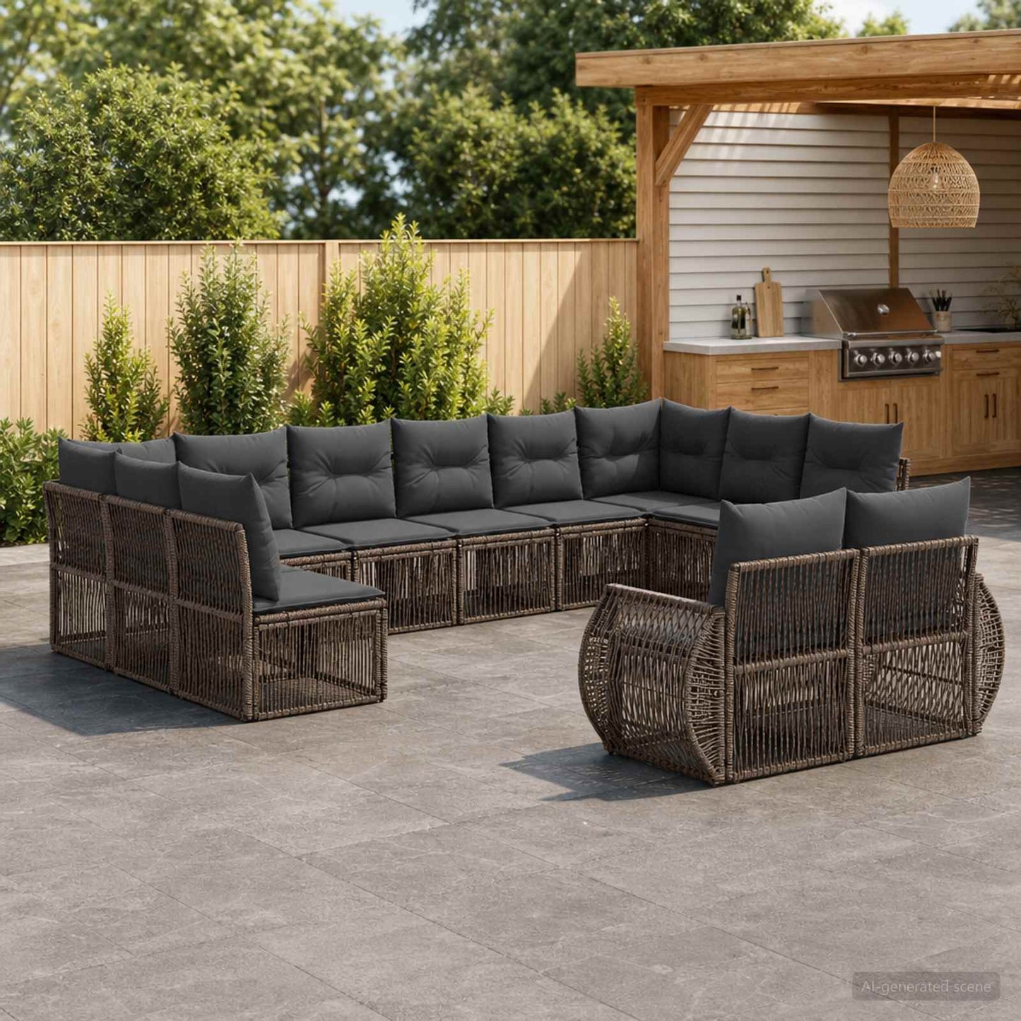 Gartensofa-set 12 stk. Grau und Dunkelgrau Poly-Rattan