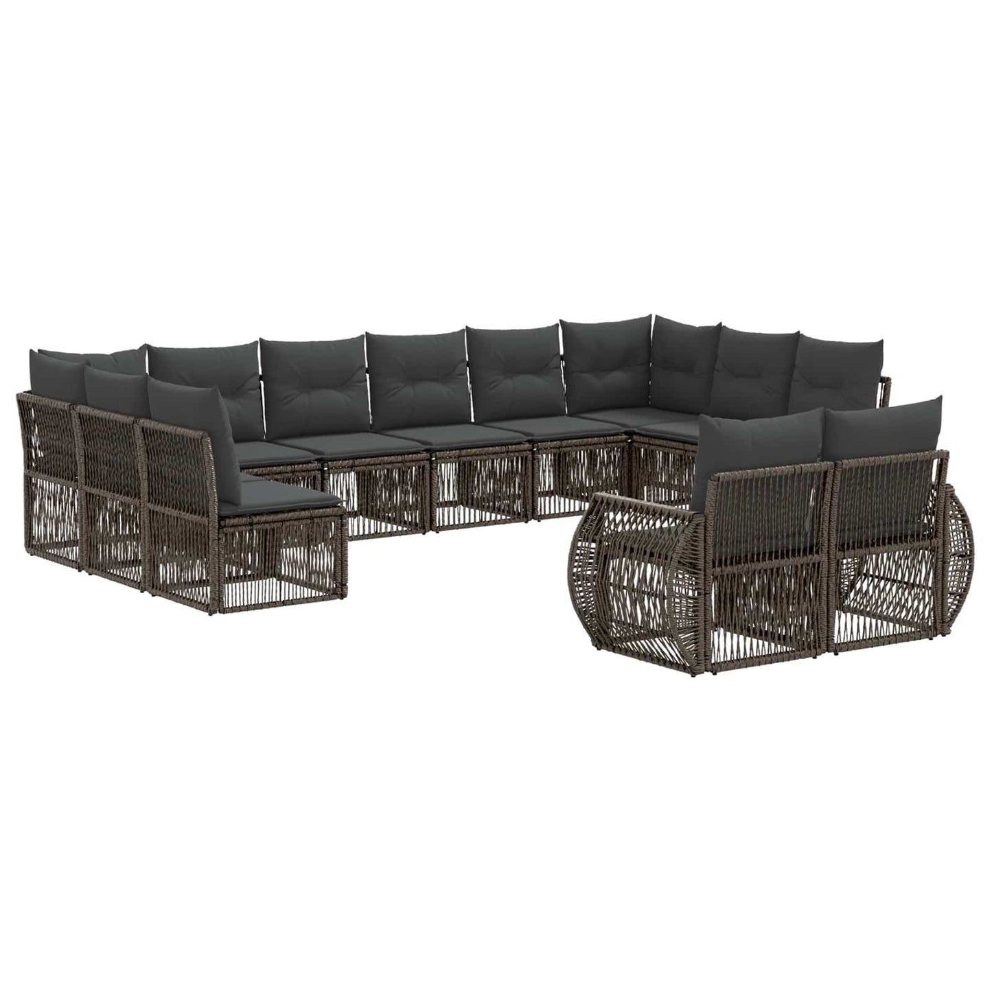 Gartensofa-set 12 pcs Grau und Dunkelgrau Poly-Rattan
