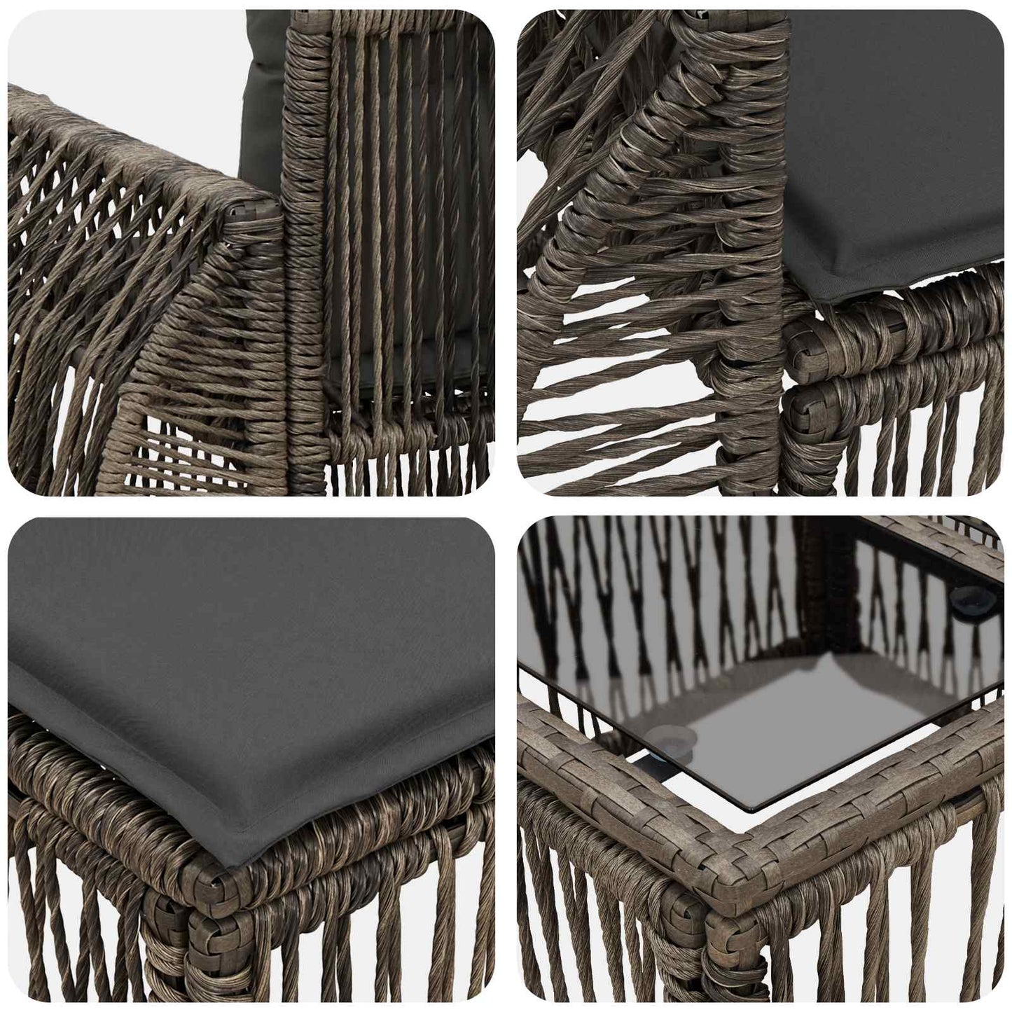 Gartensofa-set 13 stk. Grau und Dunkelgrau Poly-Rattan