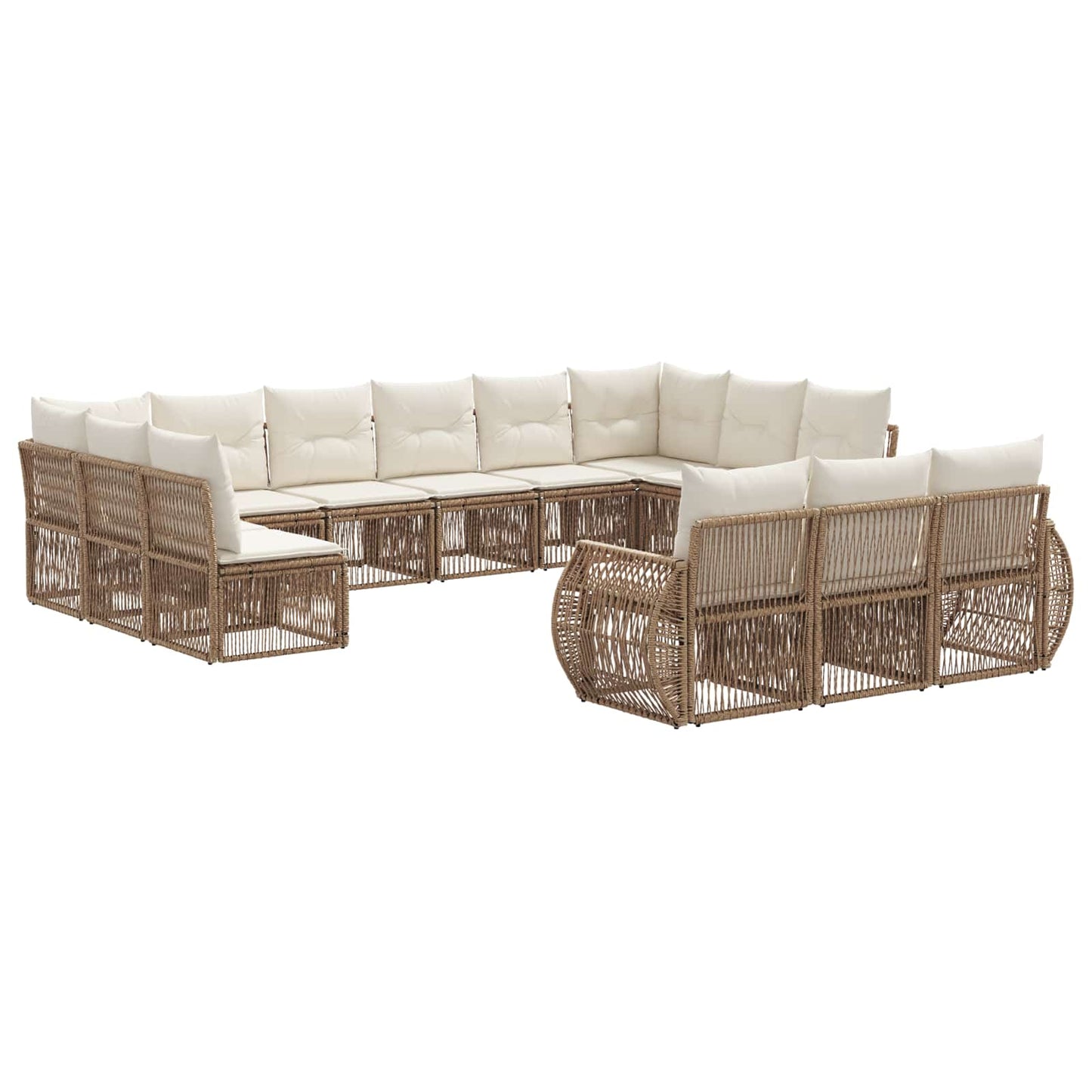 Gartensofa-set 13 pcs Beige und Cremeweiß Poly-Rattan