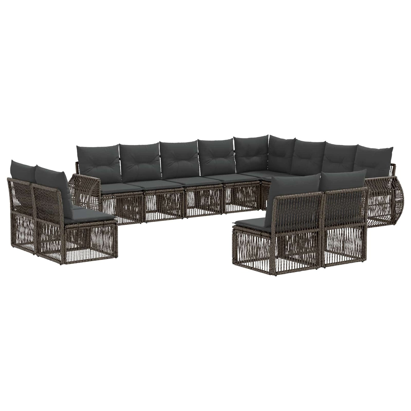 Gartensofa-set 12 stk. Grau und Dunkelgrau Poly-Rattan