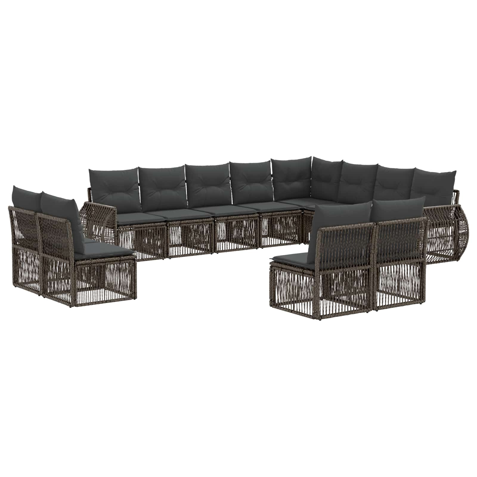 Gartensofa-set 12 stk. Grau und Dunkelgrau Poly-Rattan
