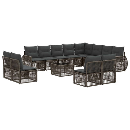Gartensofa-set 13 stk. Grau und Dunkelgrau Poly-Rattan