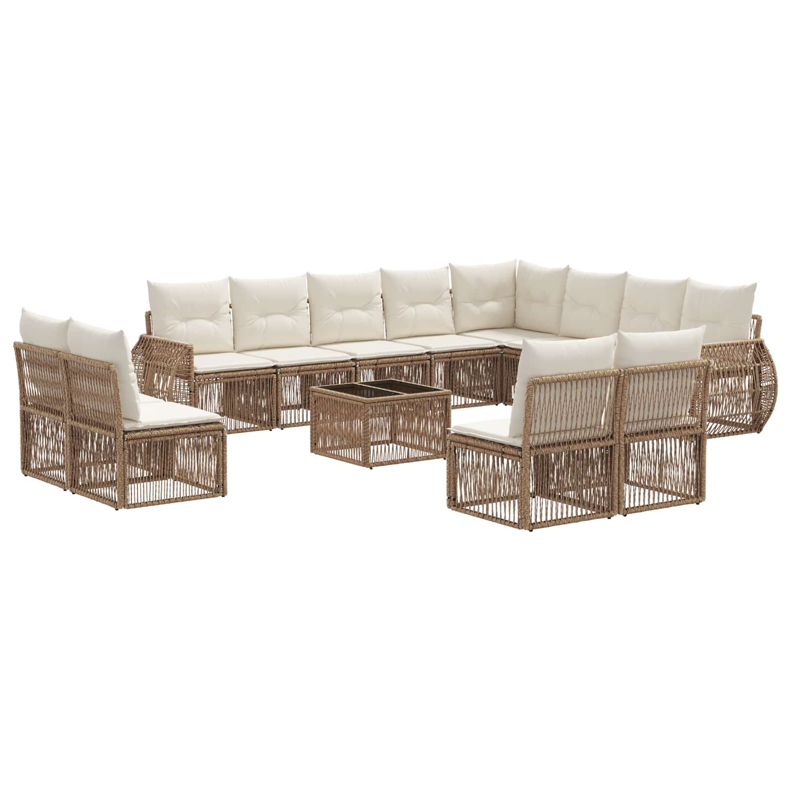 Gartensofa-set 13 pcs Beige und Cremeweiß Poly-Rattan