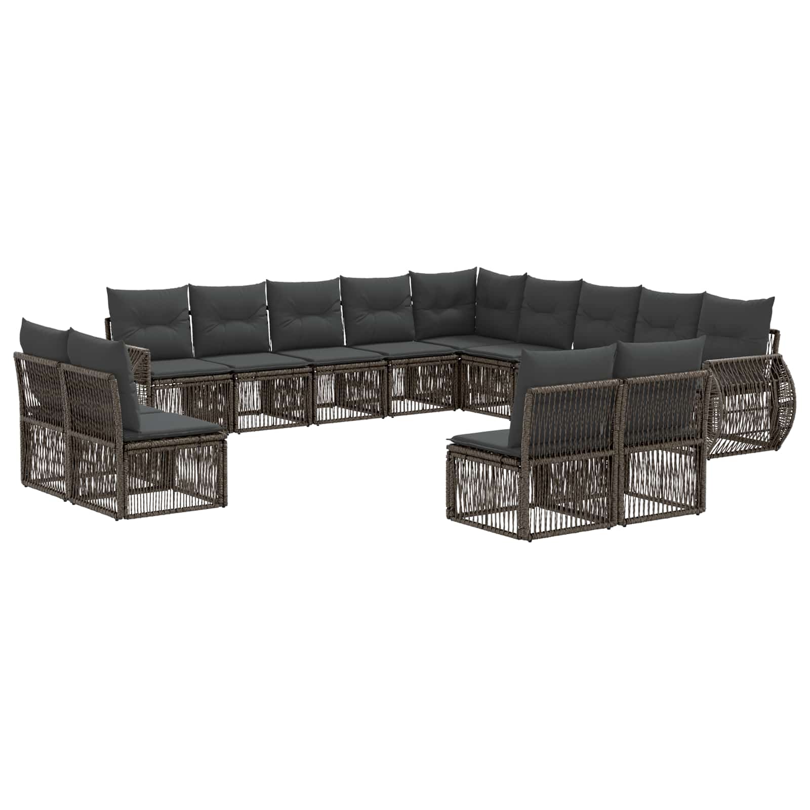 Gartensofa-set 13 stk. Grau und Dunkelgrau Poly-Rattan