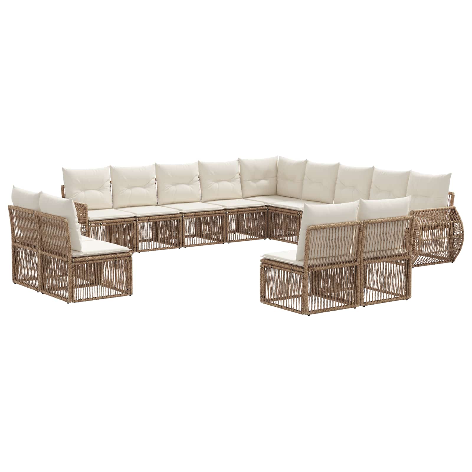 Gartensofa-set 13 pcs Beige und Cremeweiß Poly-Rattan