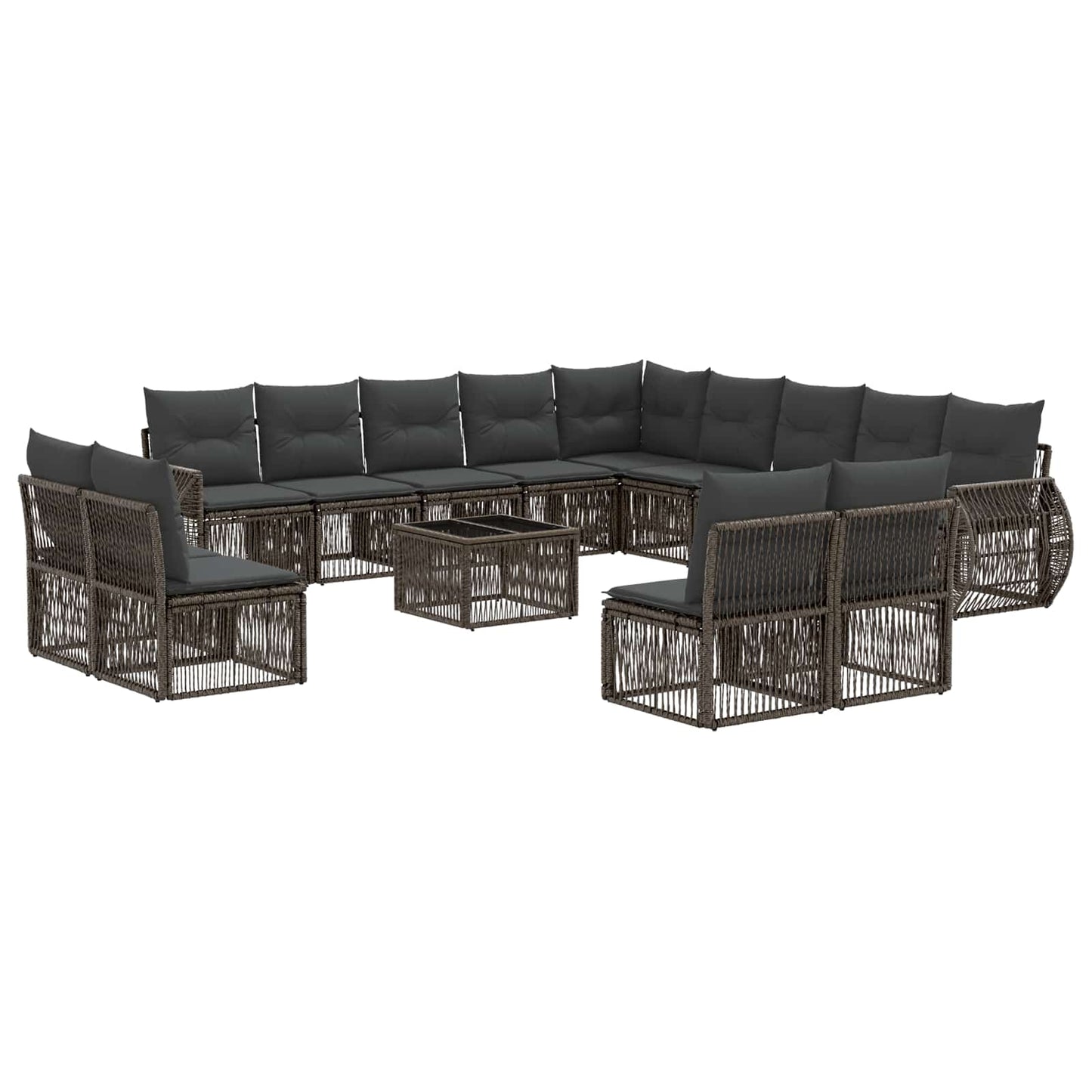 Gartensofa-set 14 stk. Grau und Dunkelgrau Poly-Rattan