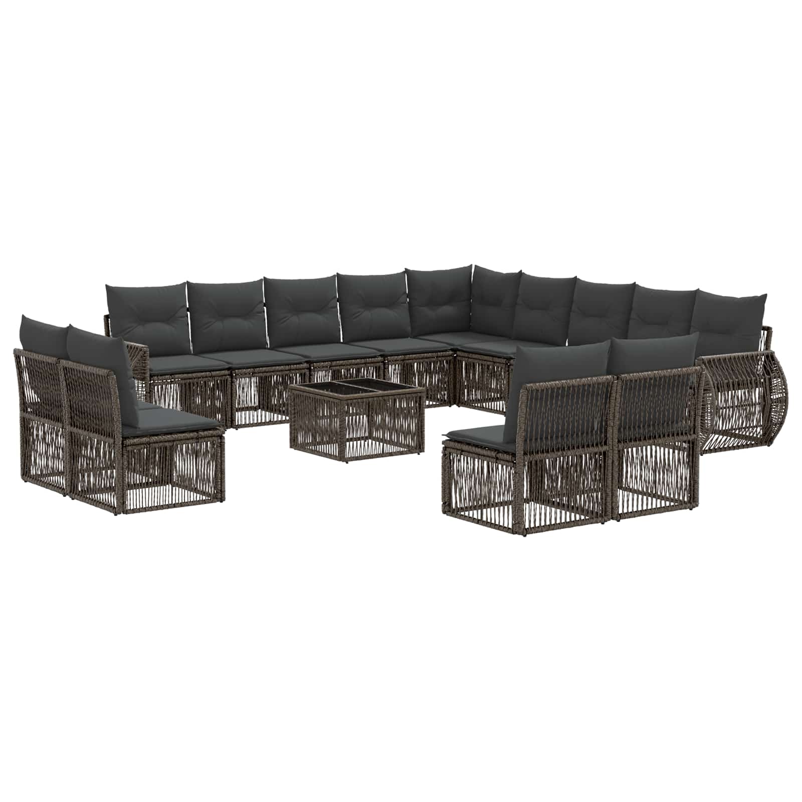 Gartensofa-set 14 stk. Grau und Dunkelgrau Poly-Rattan