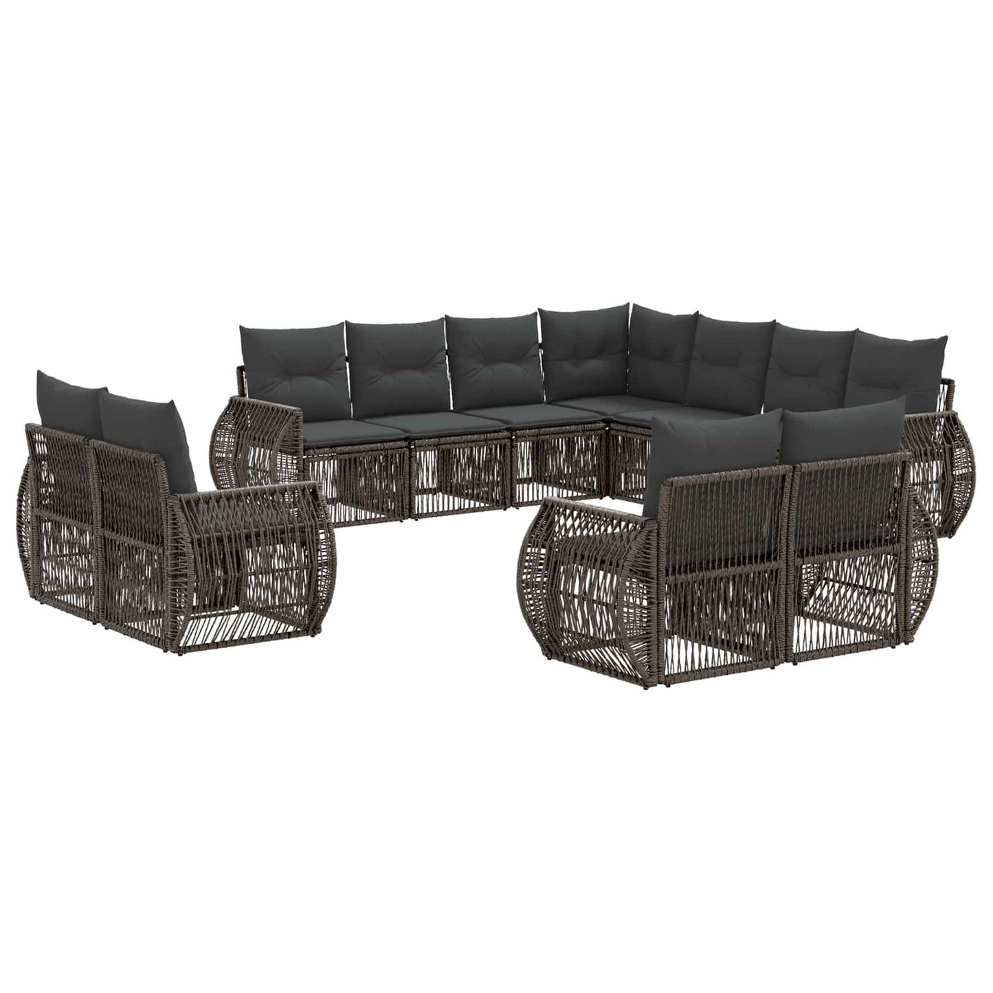 Gartensofa-set 11 pcs Grau und Dunkelgrau Poly-Rattan
