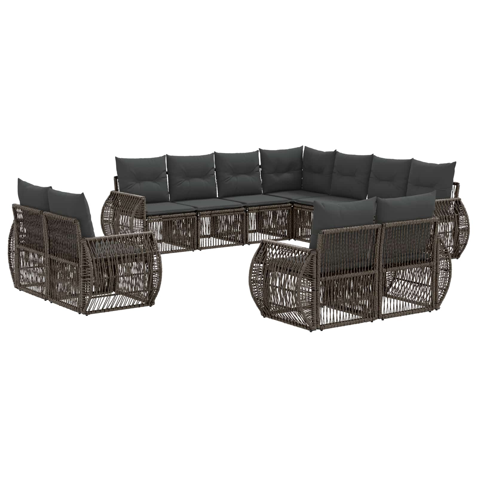 Gartensofa-set 11 pcs Grau und Dunkelgrau Poly-Rattan