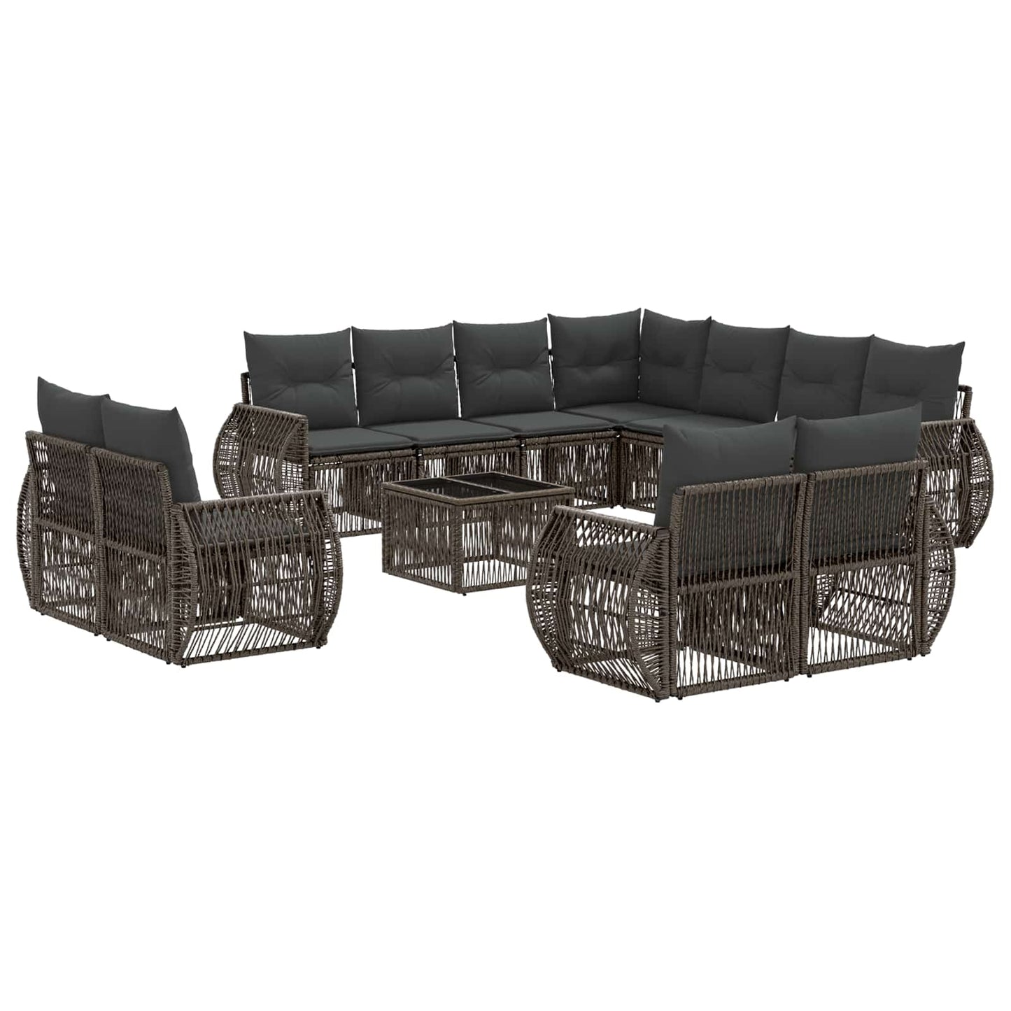 Gartensofa-set 12 stk. Grau und Dunkelgrau Poly-Rattan