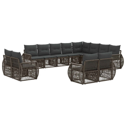 Gartensofa-set 12 stk. Grau und Dunkelgrau Poly-Rattan