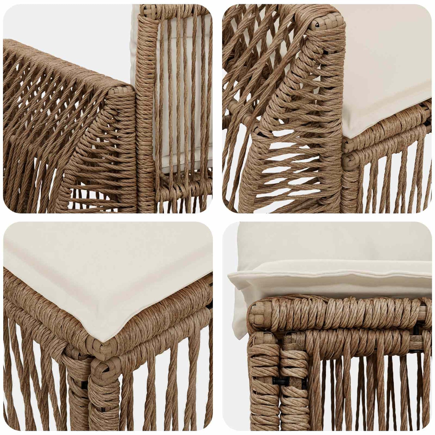 Gartensofa-set 12 pcs Beige und Cremeweiß Poly-Rattan