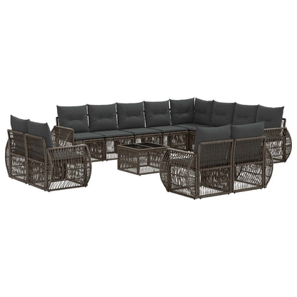 Gartensofa-set 13 stk. Grau und Dunkelgrau Poly-Rattan