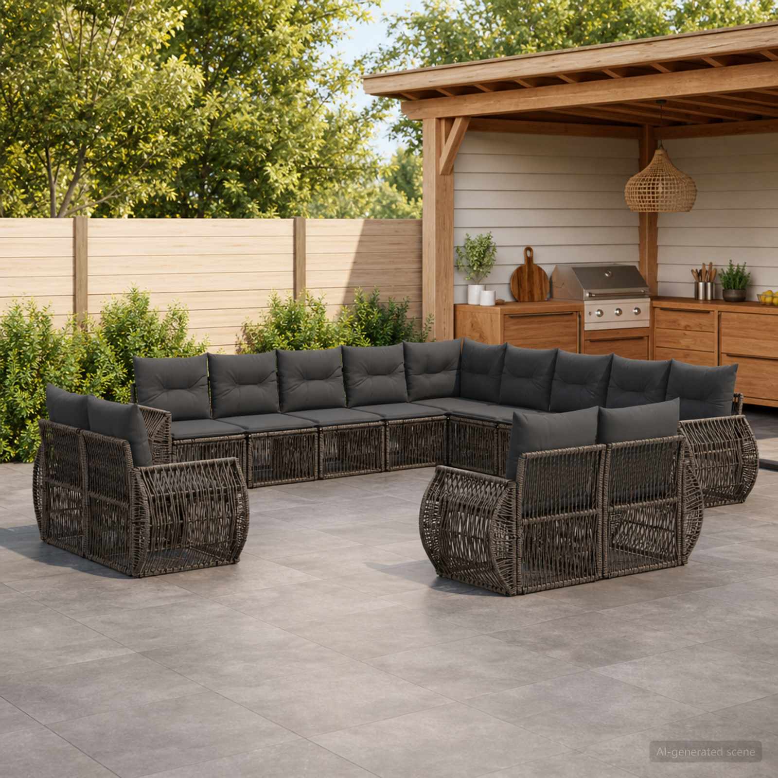 Gartensofa-set 13 pcs Grau und Dunkelgrau Poly-Rattan