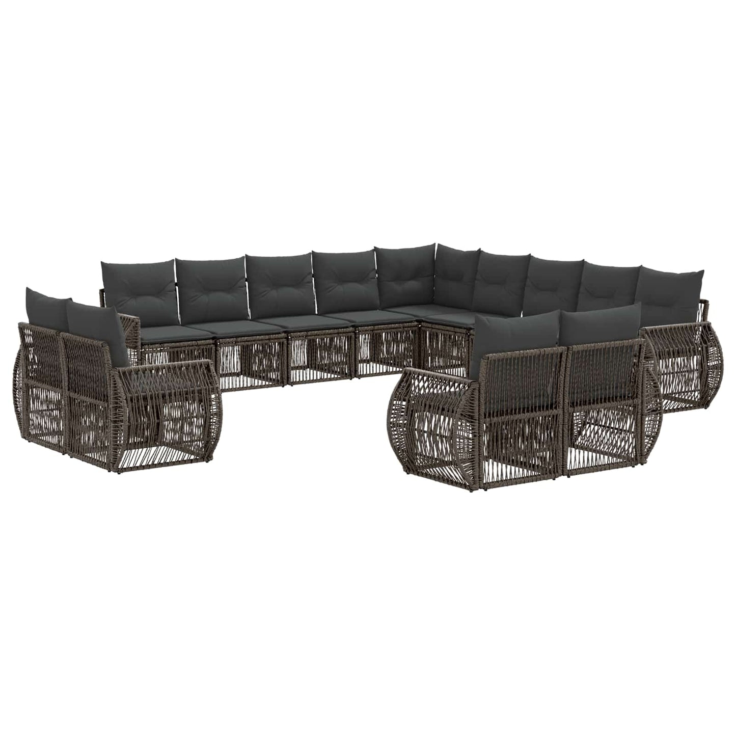 Gartensofa-set 13 pcs Grau und Dunkelgrau Poly-Rattan