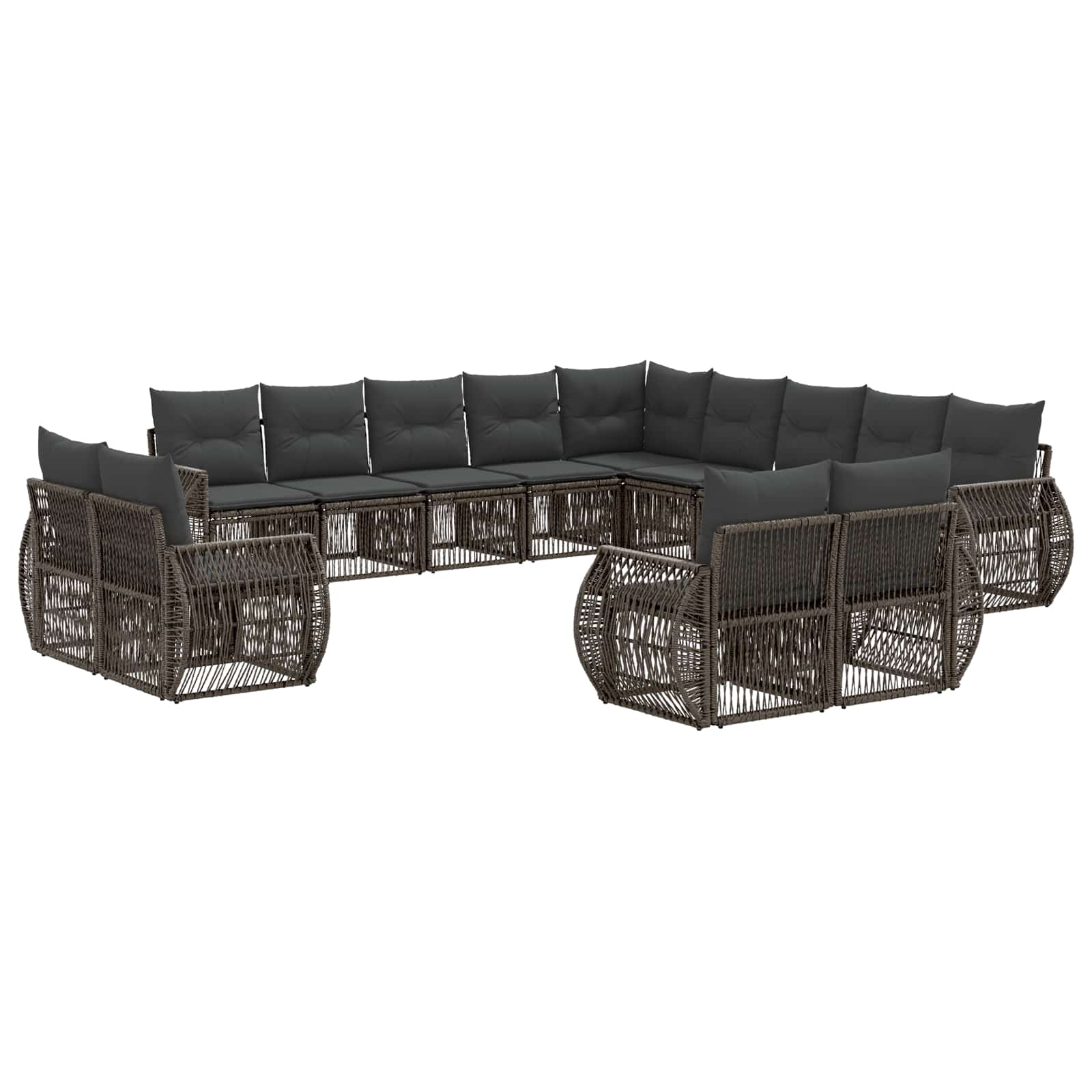 Gartensofa-set 13 pcs Grau und Dunkelgrau Poly-Rattan