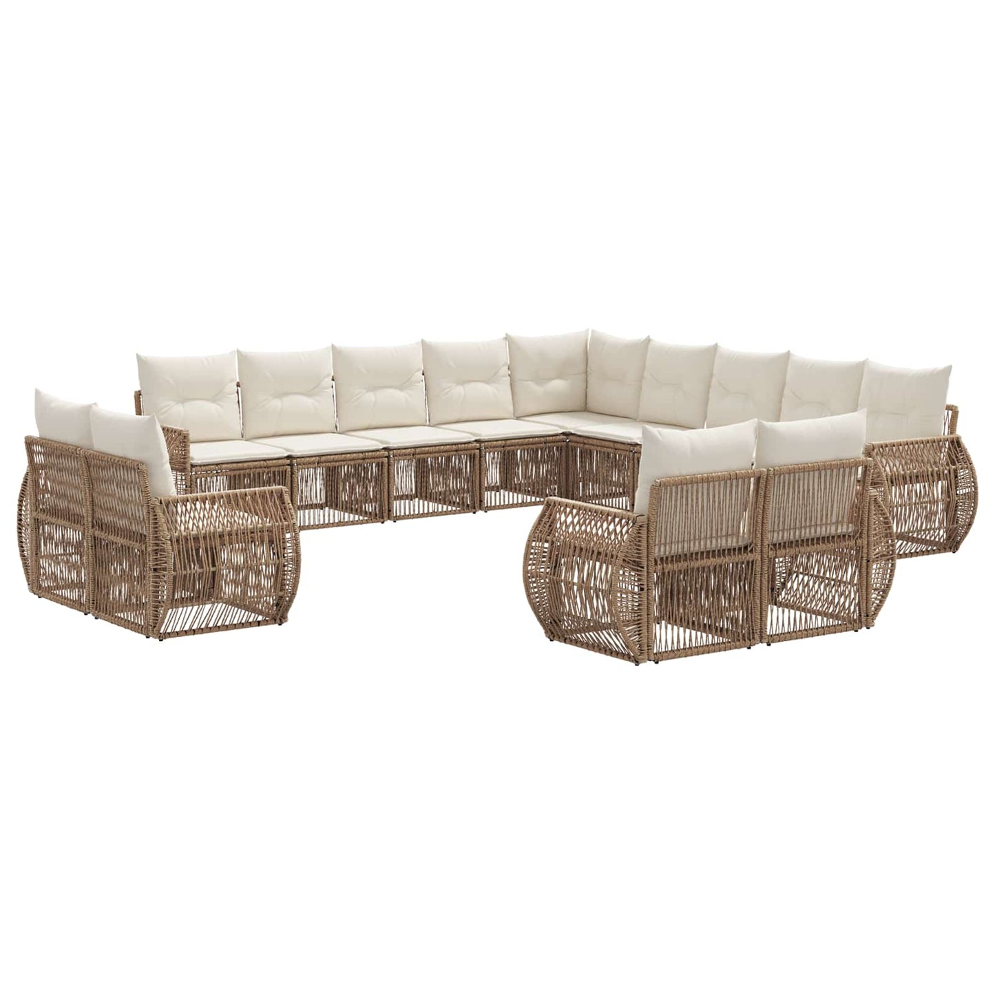 Gartensofa-set 13 pcs Beige und Cremeweiß Poly-Rattan