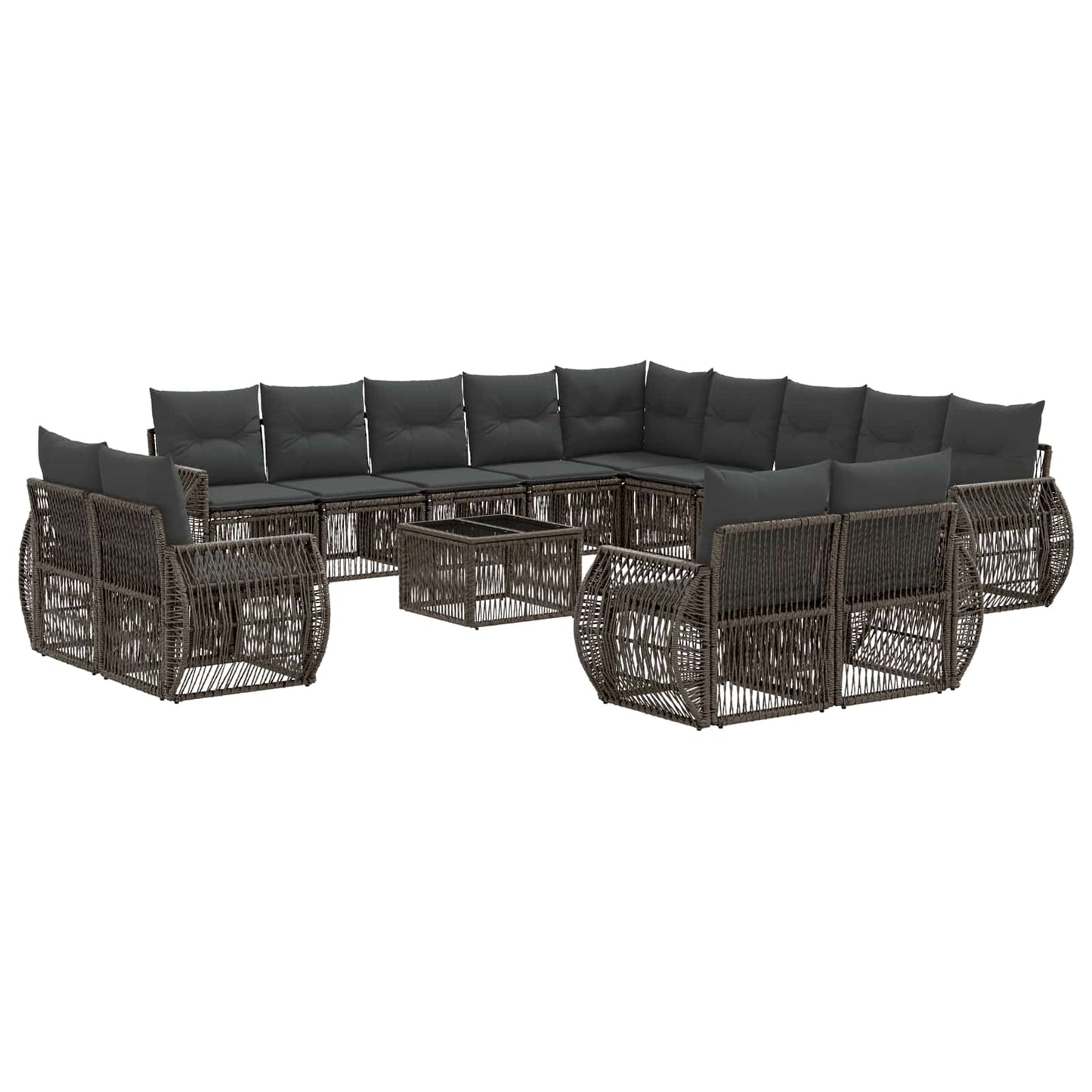 Gartensofa-set 14 stk. Grau und Dunkelgrau Poly-Rattan