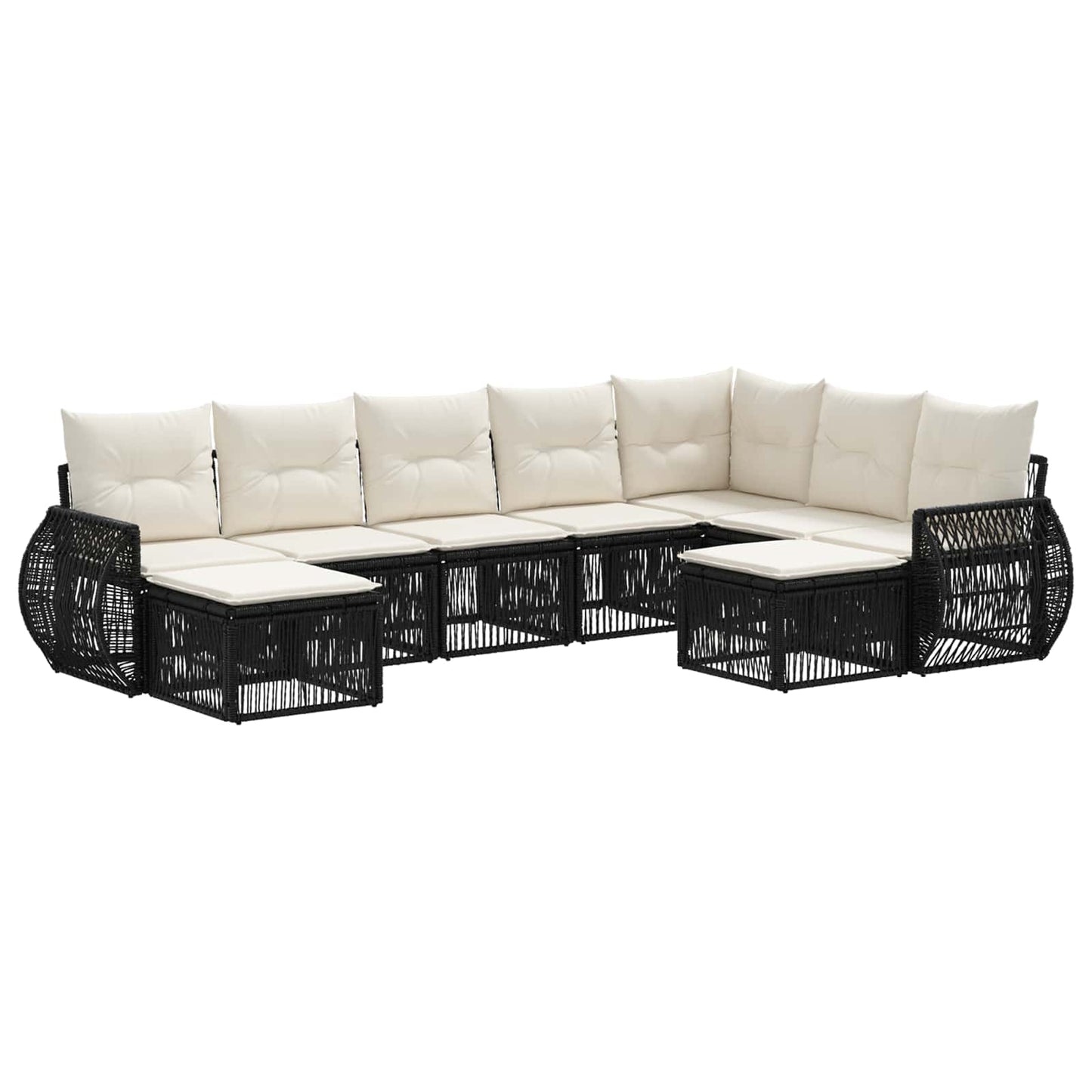 Gartensofa-set 9 pcs Schwarz Poly-Rattan