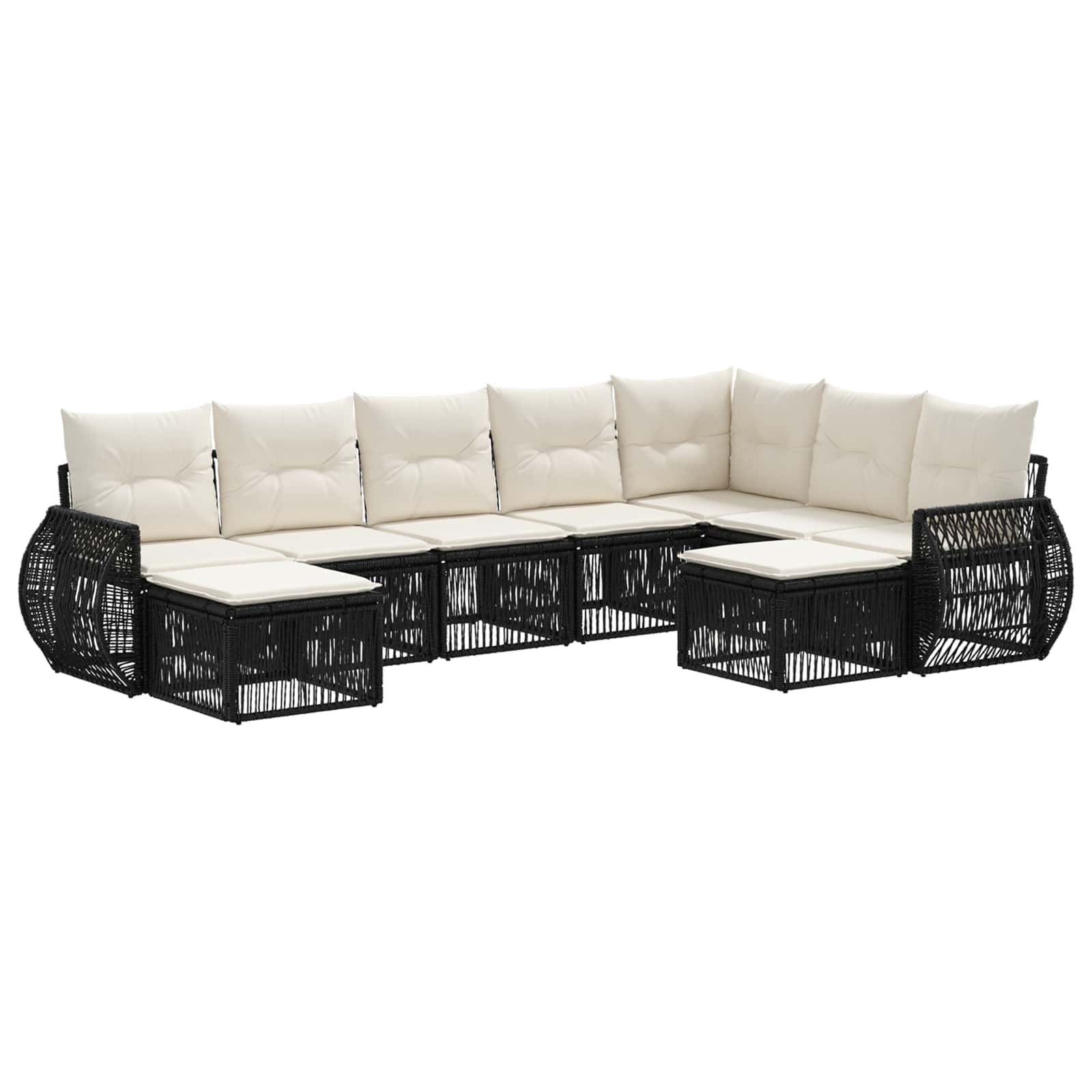 Gartensofa-set 9 pcs Schwarz Poly-Rattan
