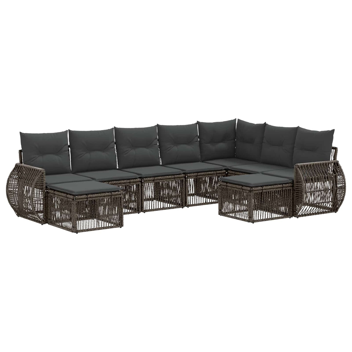 Gartensofa-set 9 stk. Grau Poly-Rattan