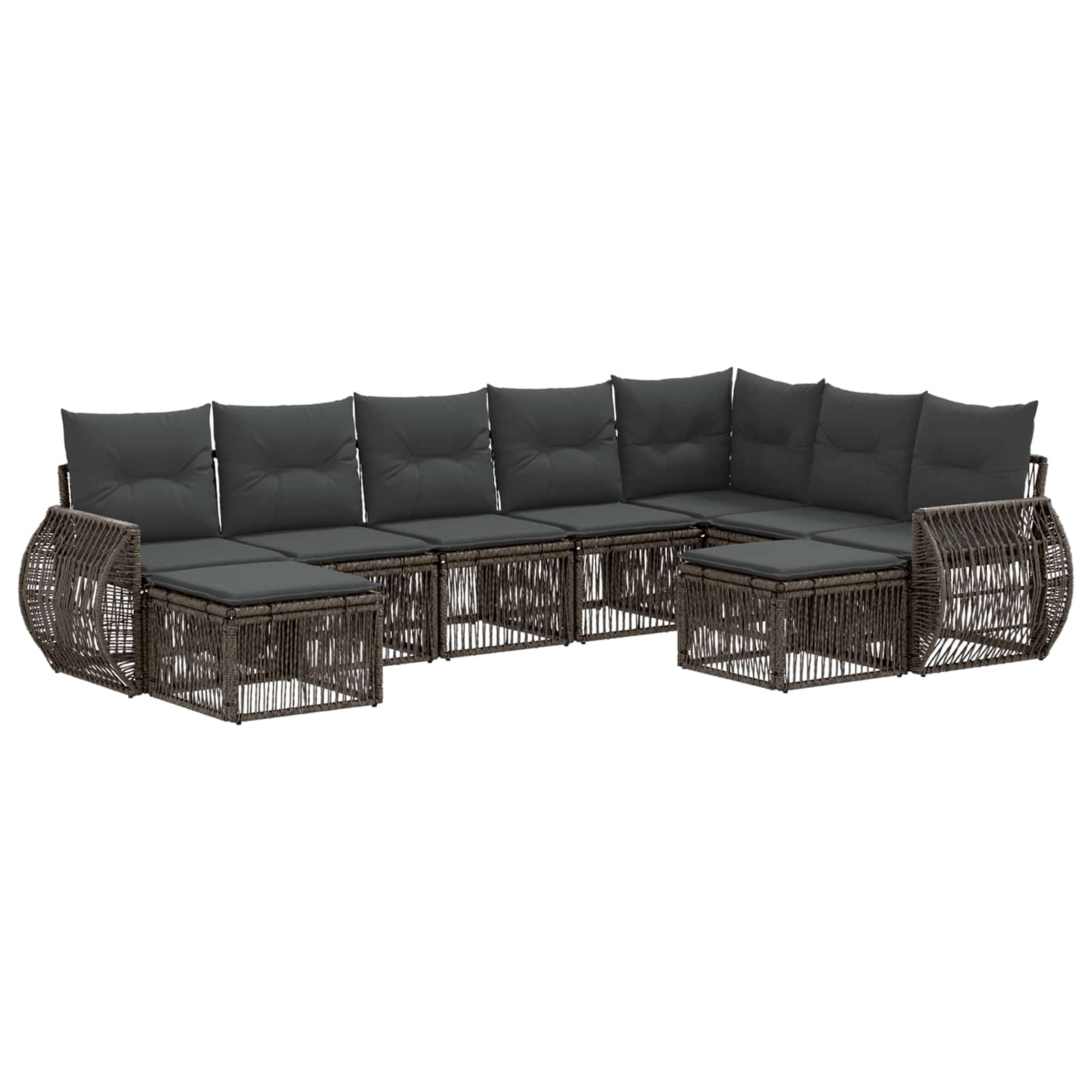 Gartensofa-set 9 stk. Grau Poly-Rattan