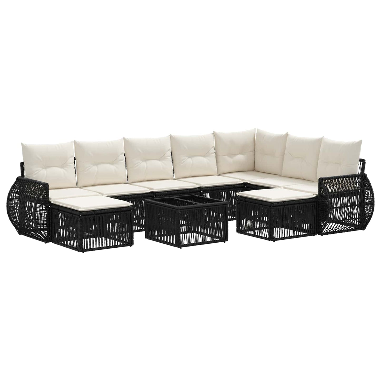 Gartensofa-set 10 stk. Schwarz Poly-Rattan
