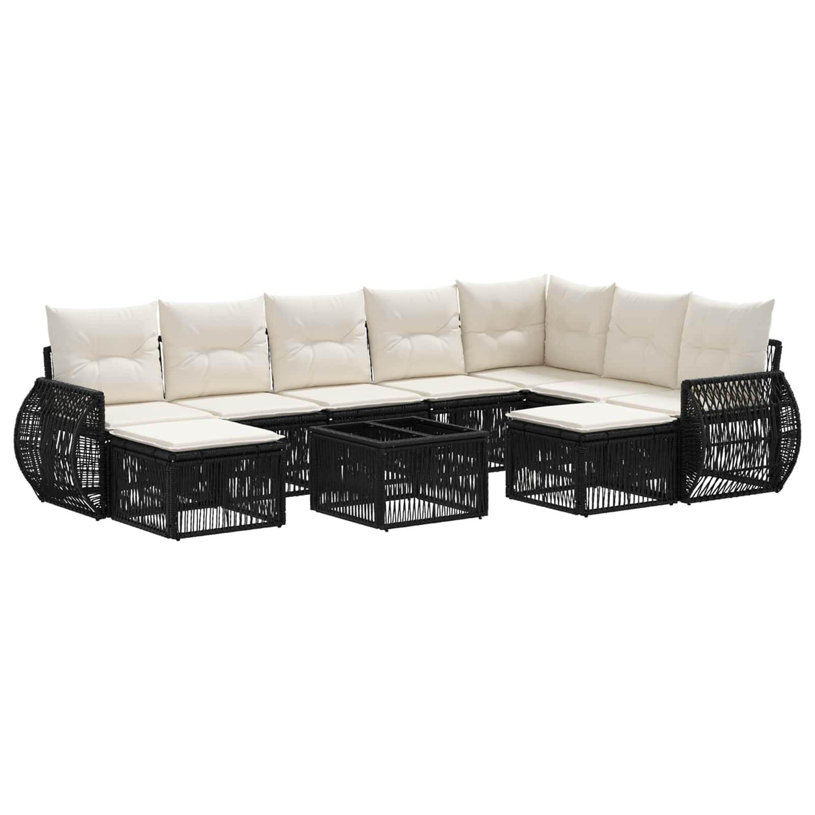 Gartensofa-set 10 stk. Schwarz Poly-Rattan