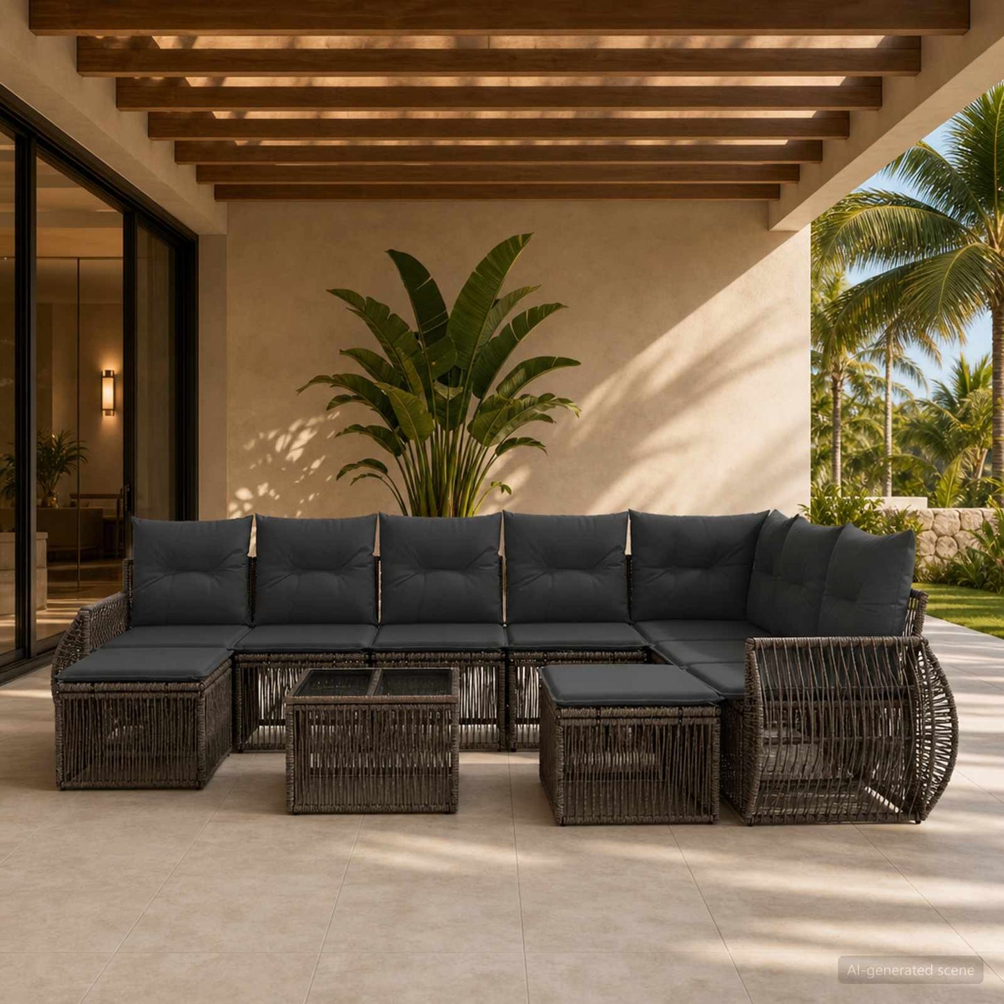 Gartensofa-set 10 stk. Grau Poly-Rattan