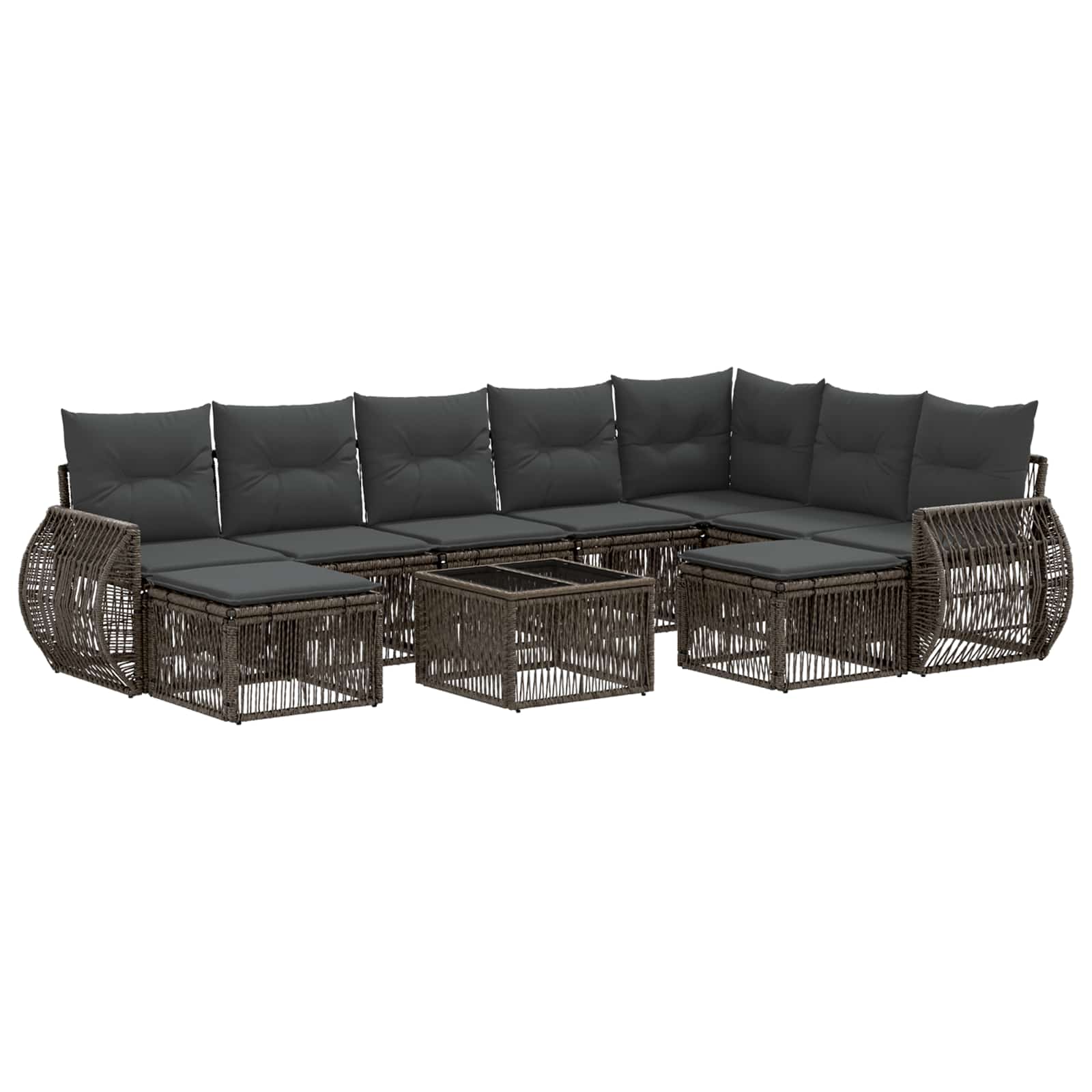 Gartensofa-set 10 stk. Grau Poly-Rattan