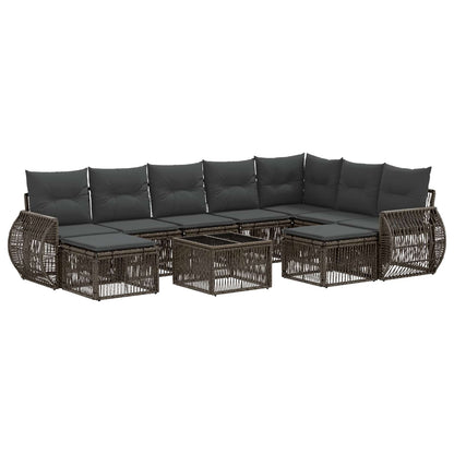 Gartensofa-set 10 stk. Grau Poly-Rattan