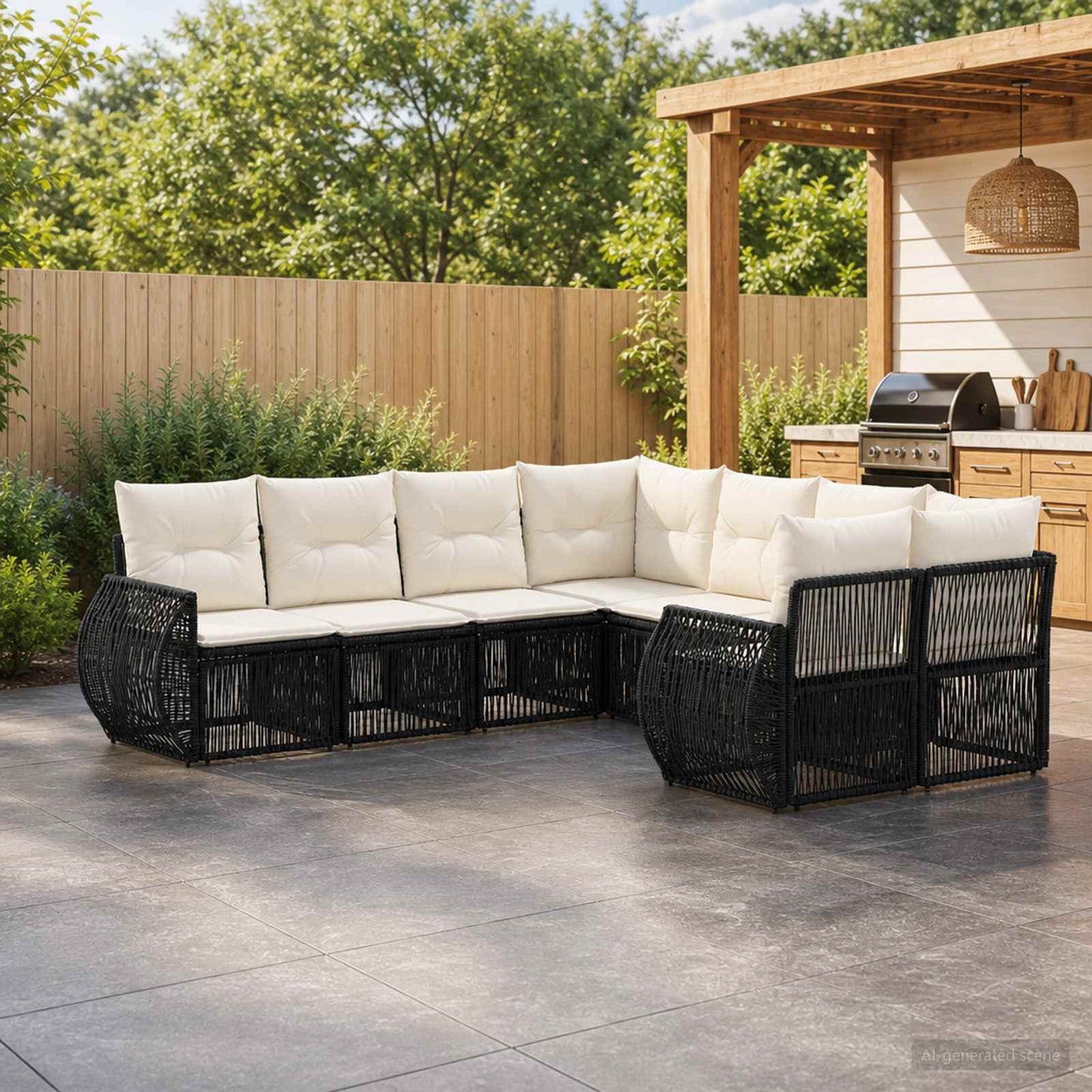 Gartensofa-set 8 stk. 8-Sitzanzahl Schwarz Poly-Rattan