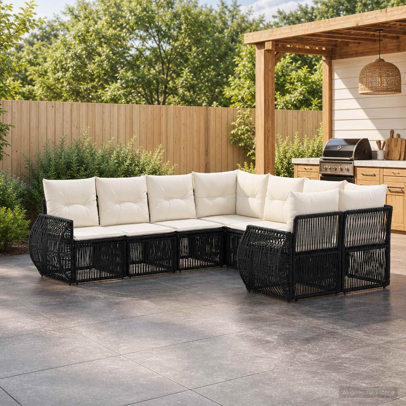 Gartensofa-set 8 stk. 8-Sitzanzahl Schwarz Poly-Rattan