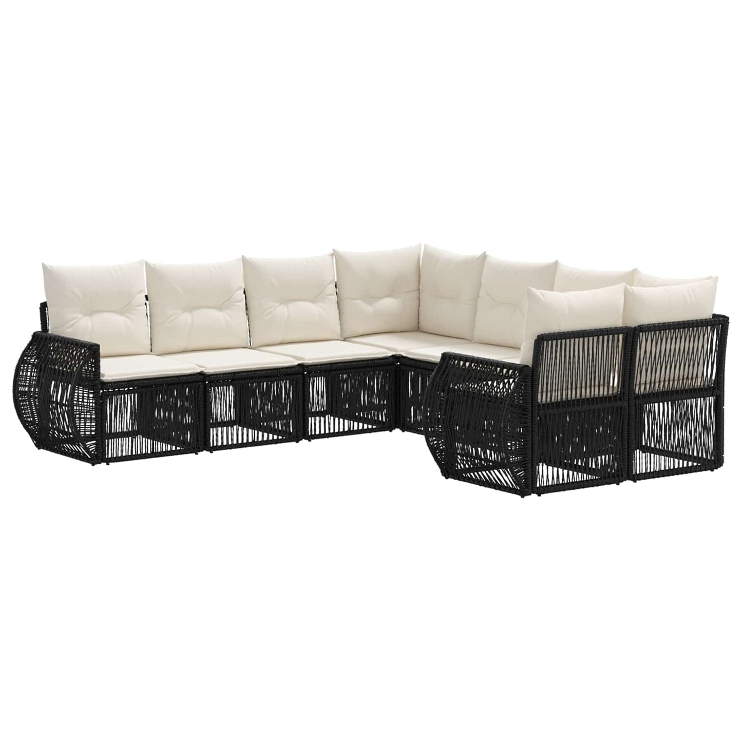 Gartensofa-set 8 stk. 8-Sitzanzahl Schwarz Poly-Rattan