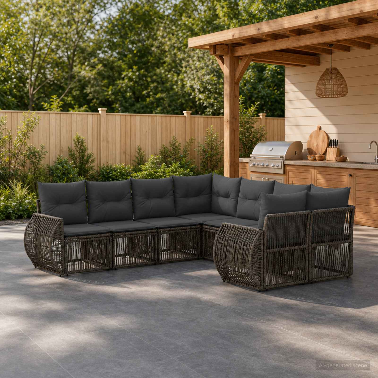 Gartensofa-set 8 stk. 8-Sitzanzahl Grau Poly-Rattan