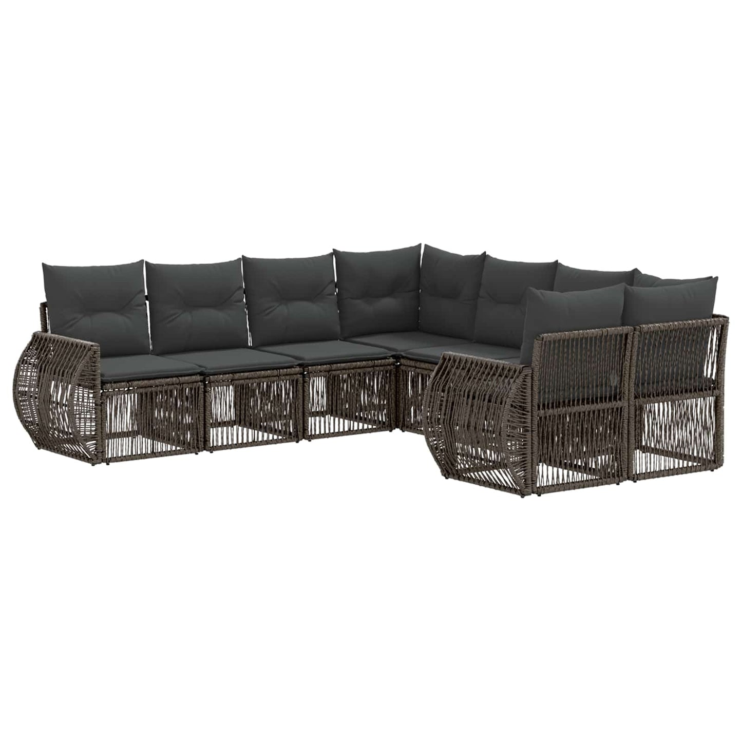 Gartensofa-set 8 stk. 8-Sitzanzahl Grau Poly-Rattan