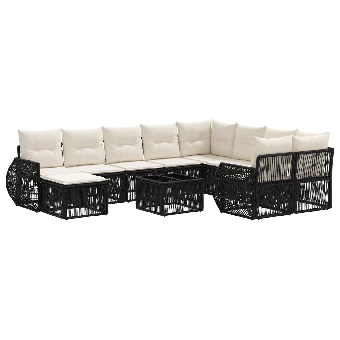 Gartensofa-set 11 stk. Schwarz Poly-Rattan