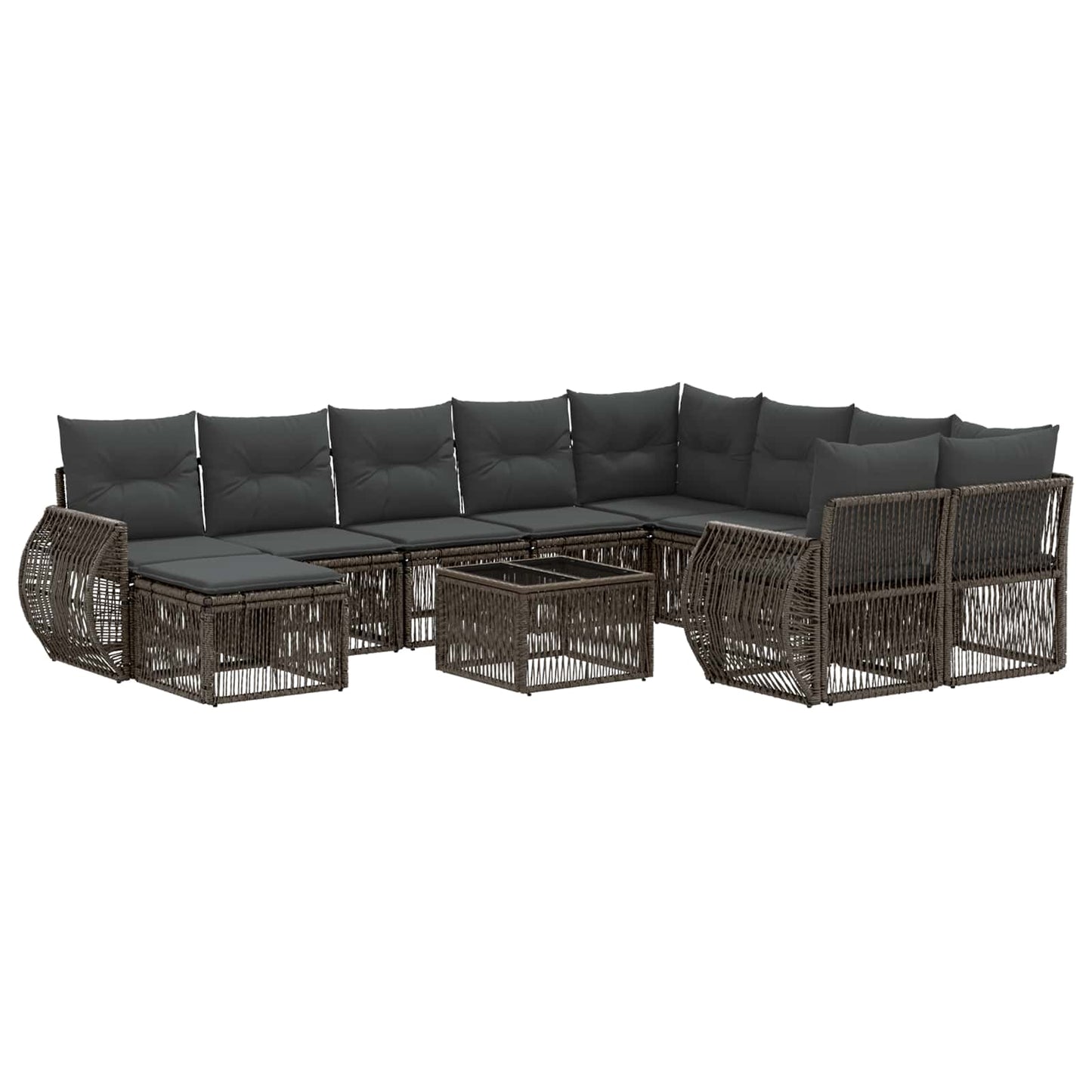 Gartensofa-set 11 stk. Grau Poly-Rattan