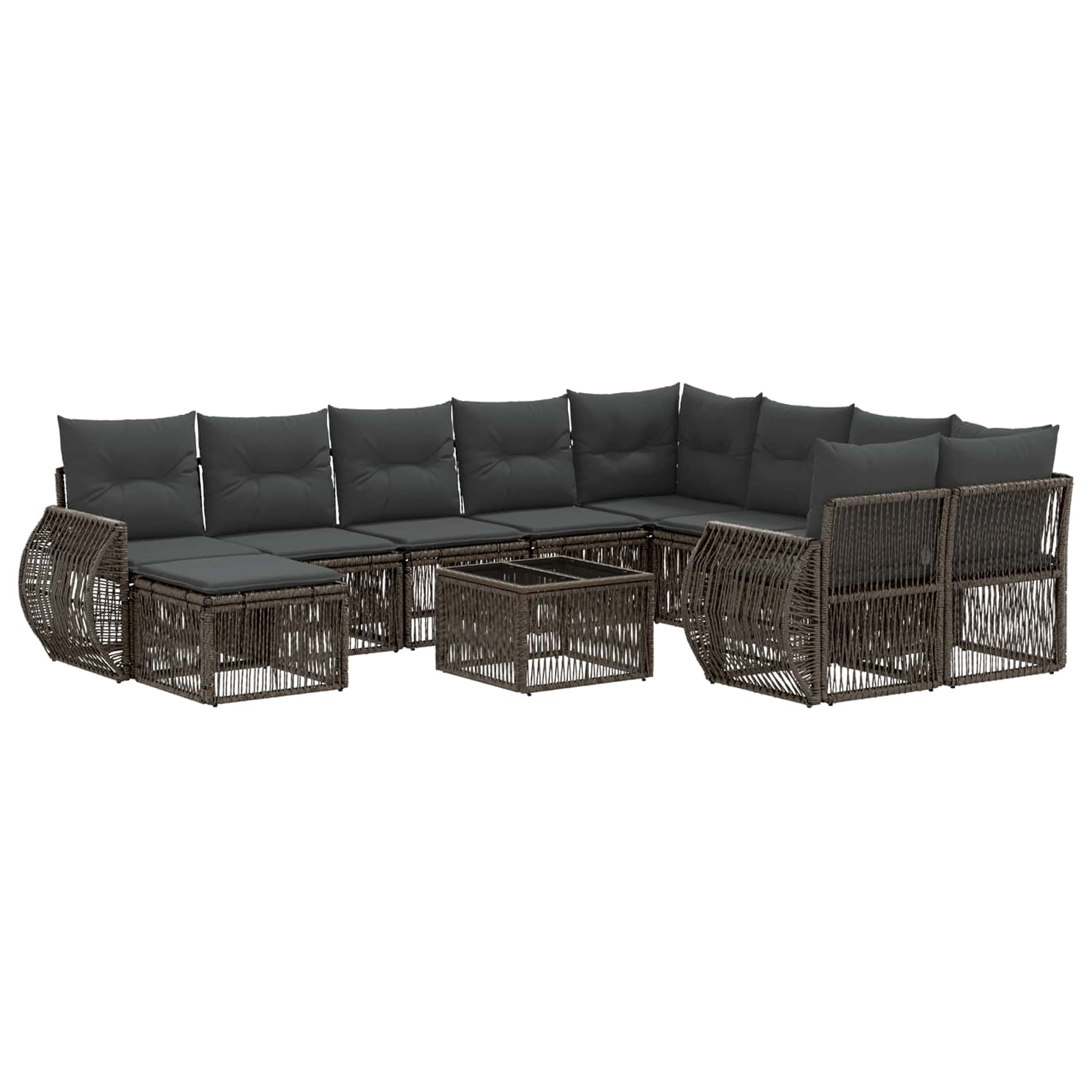 Gartensofa-set 11 stk. Grau Poly-Rattan
