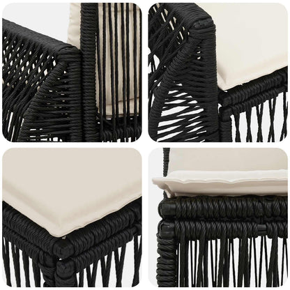 Gartensofa-set 11 stk. Schwarz Poly-Rattan