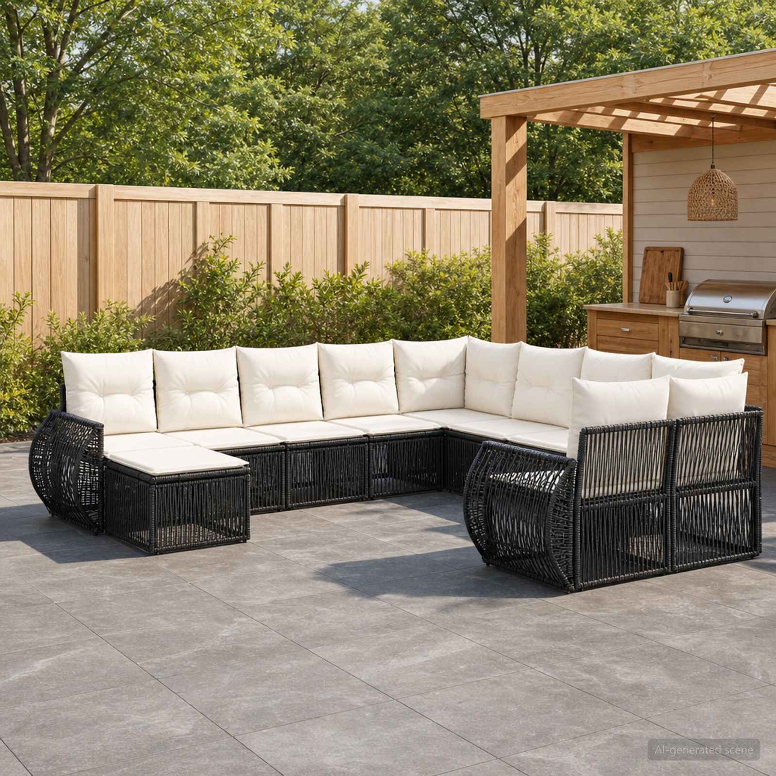Gartensofa-set 11 stk. Schwarz Poly-Rattan